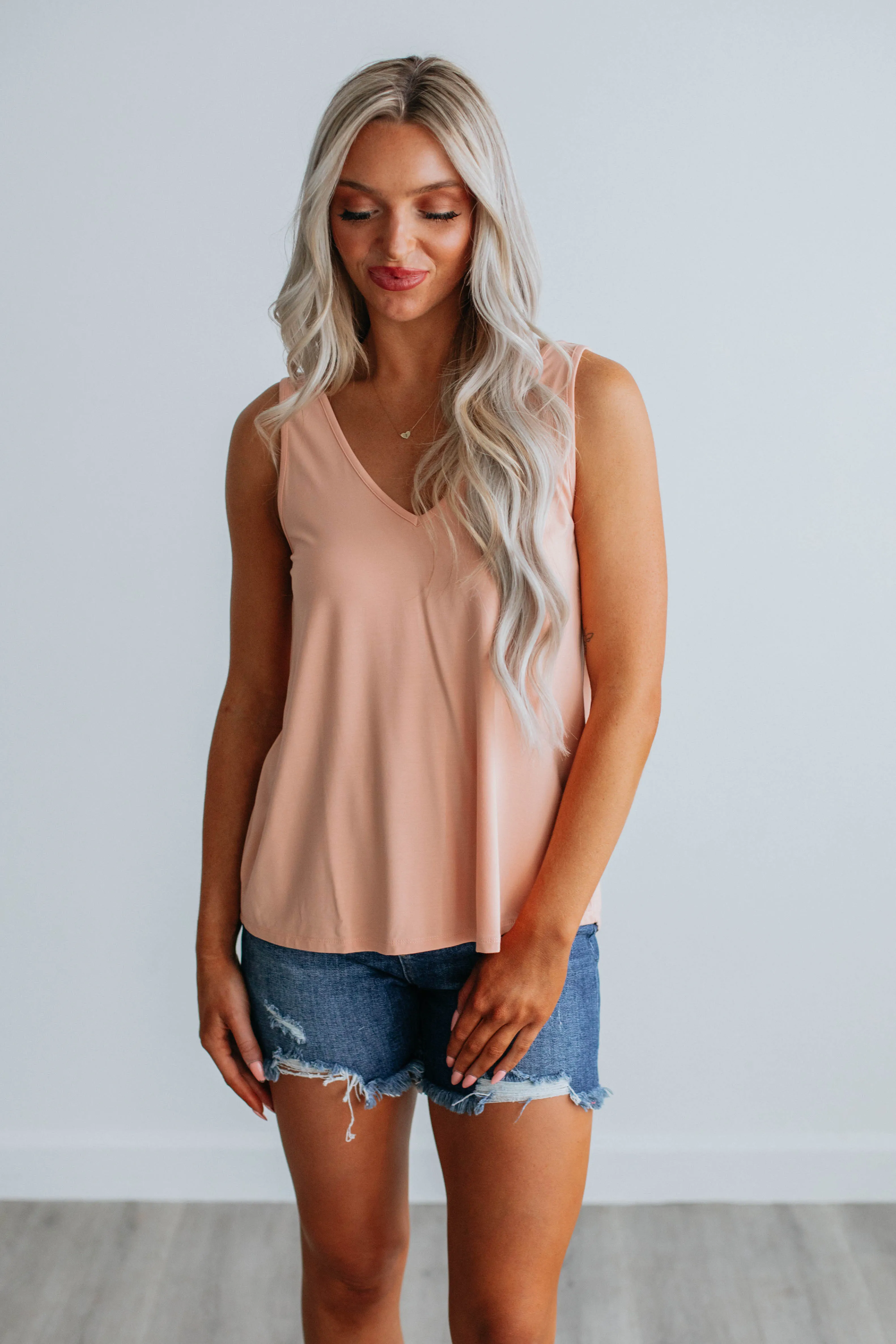 Linley Basic Tank - Peach,Women Tank