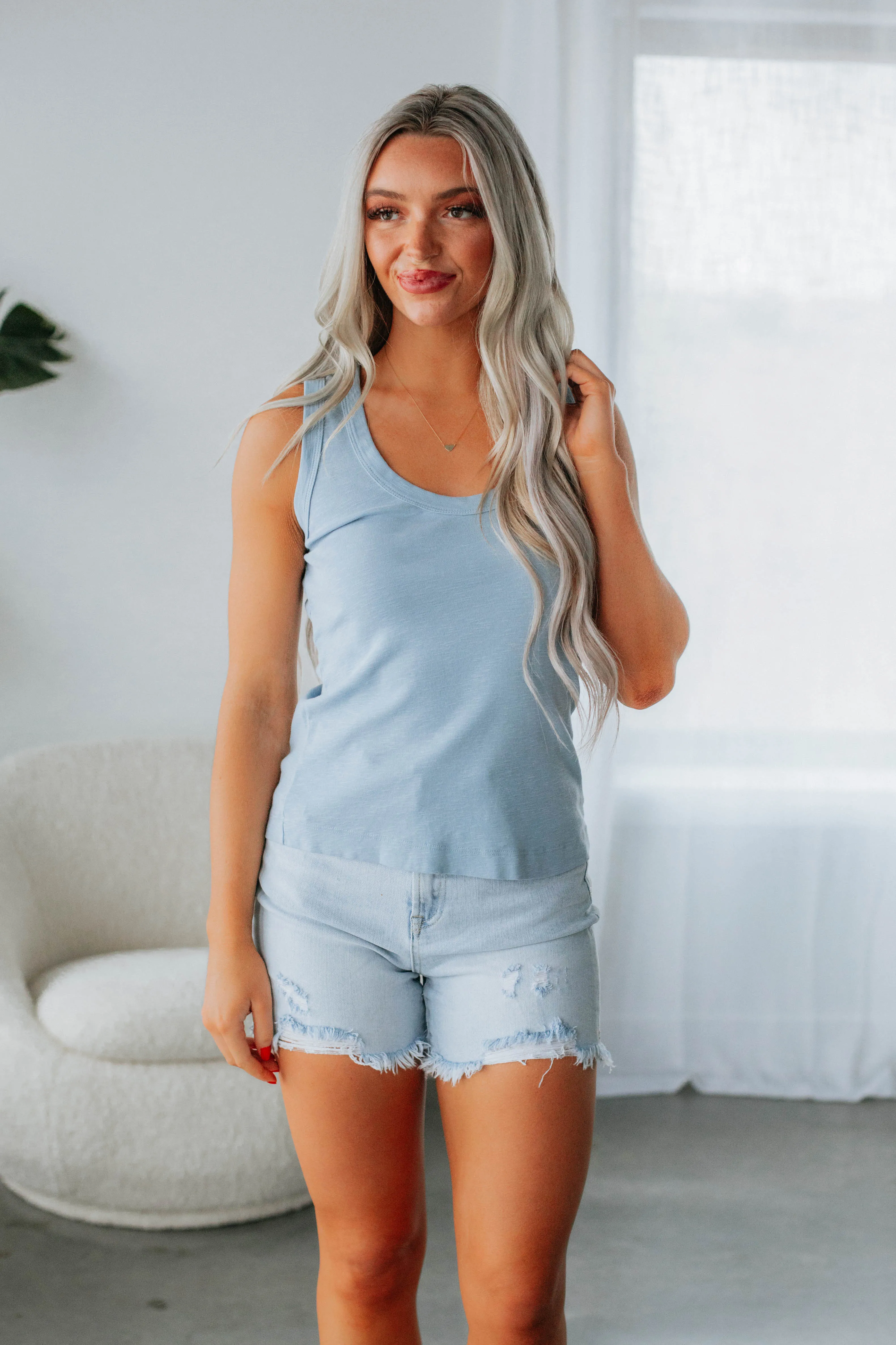 Lita Basic Tank - Powder Blue,Women Tank