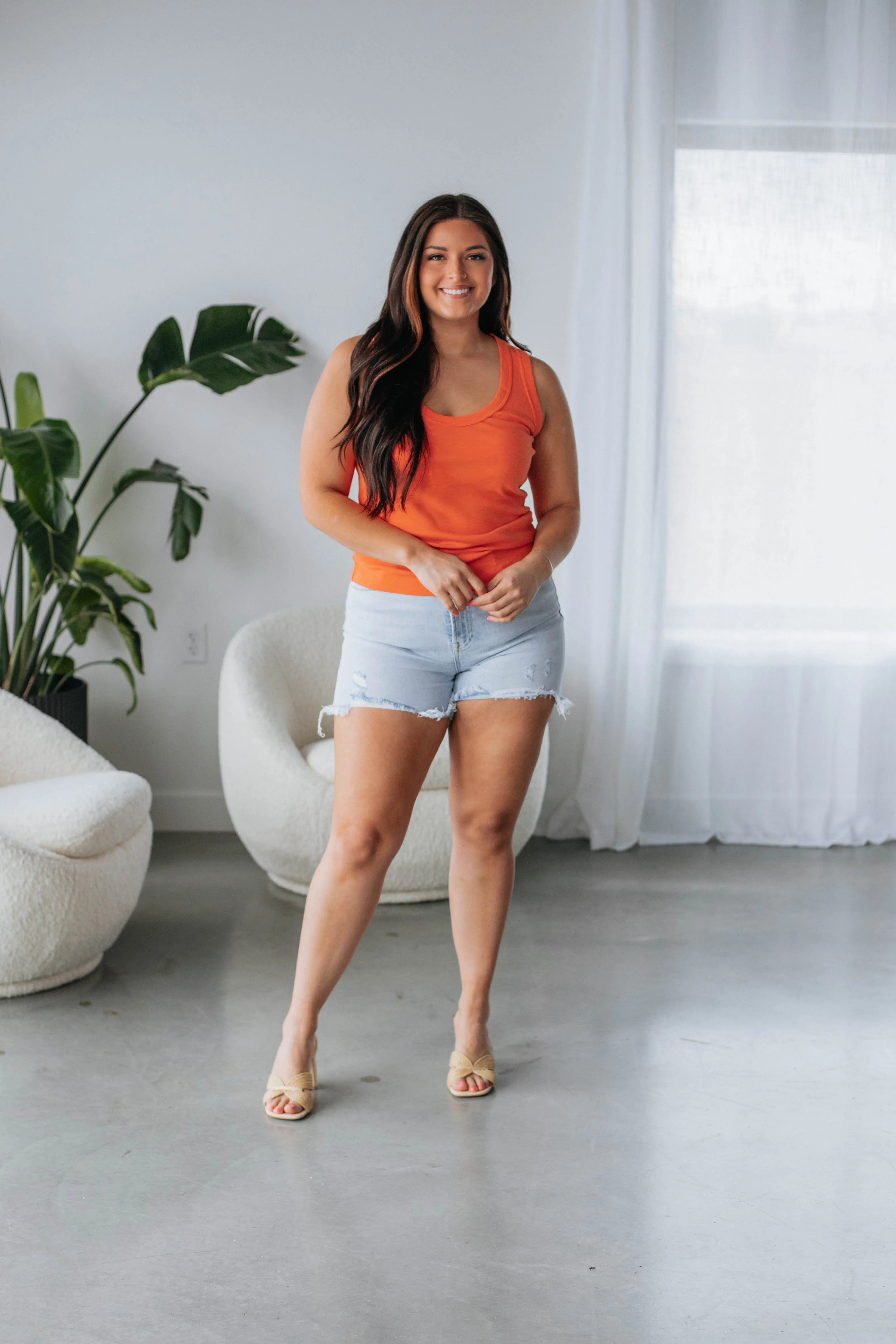Lita Basic Tank - Tangerine,Women Tank