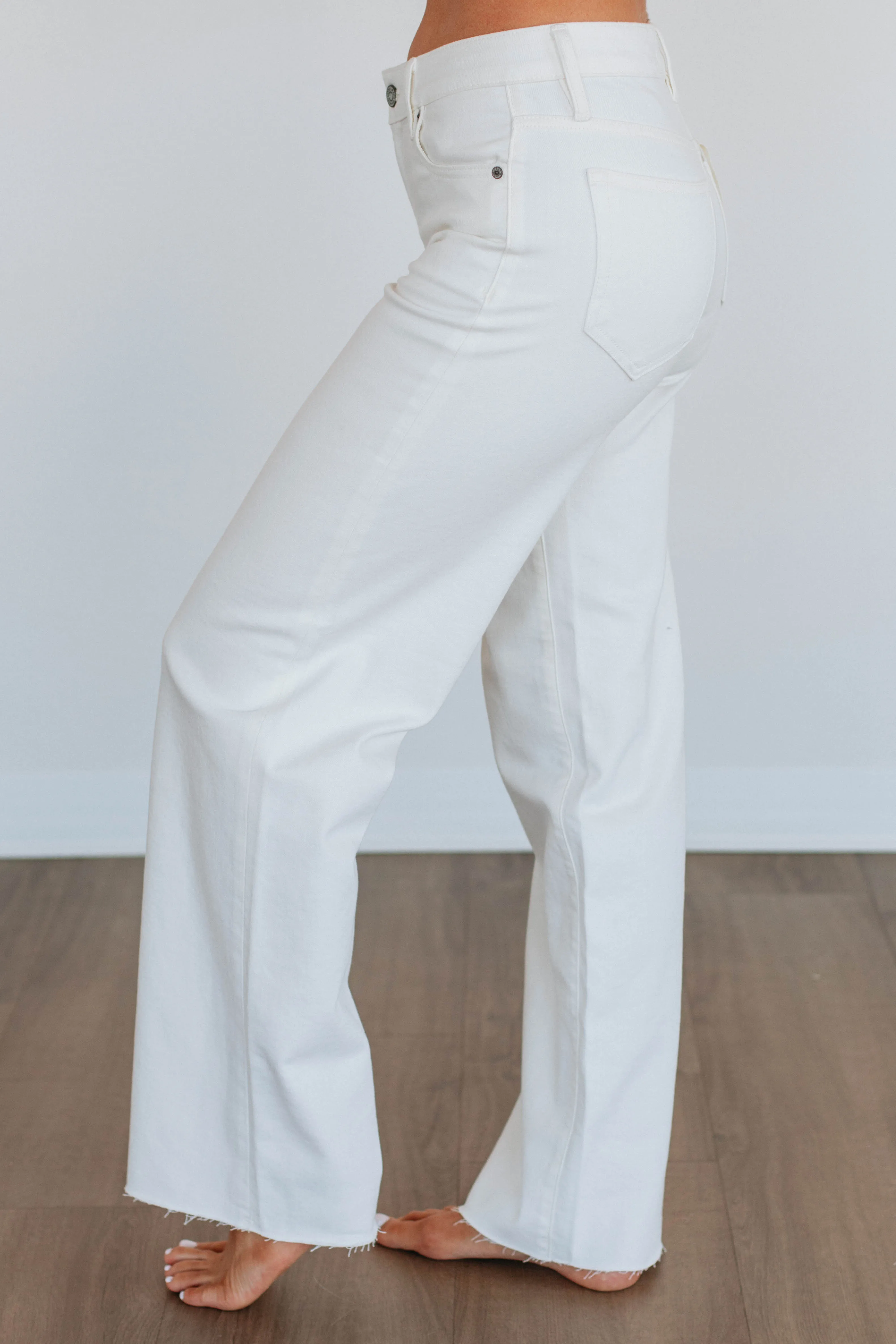 Logan Hidden Jeans - Ivory,Jeans Women