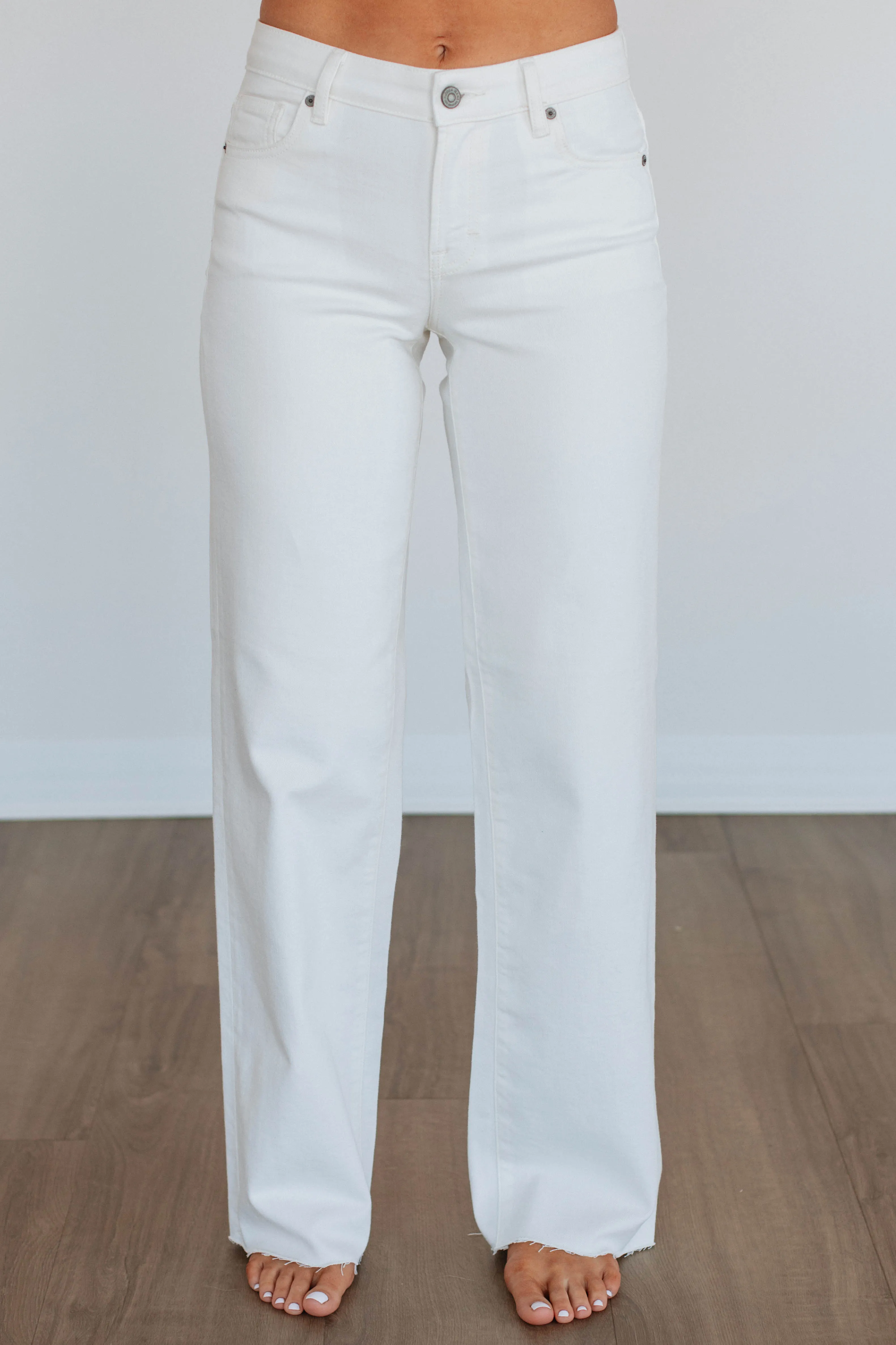 Logan Hidden Jeans - Ivory,Jeans Women