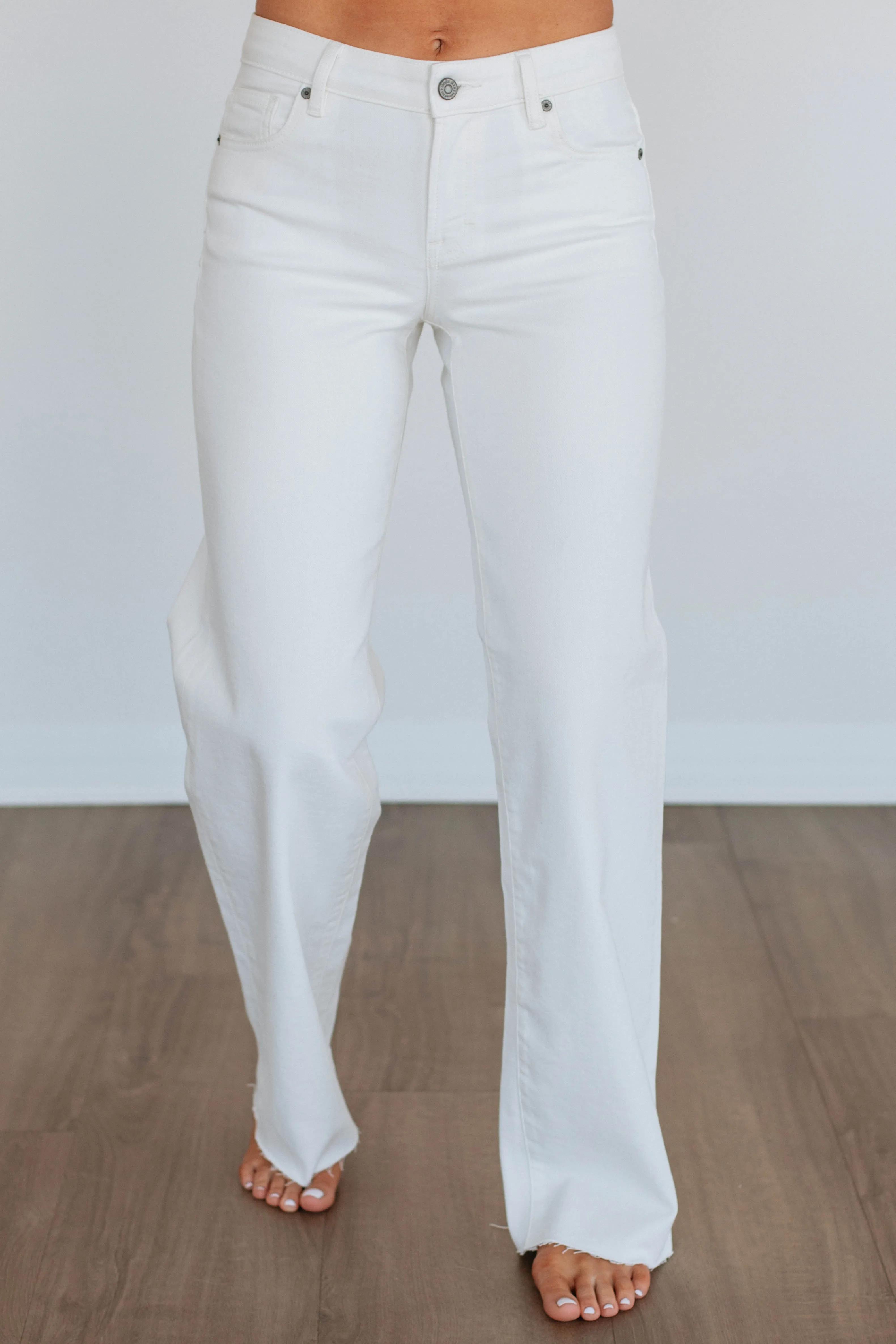 Logan Hidden Jeans - Ivory,Jeans Women