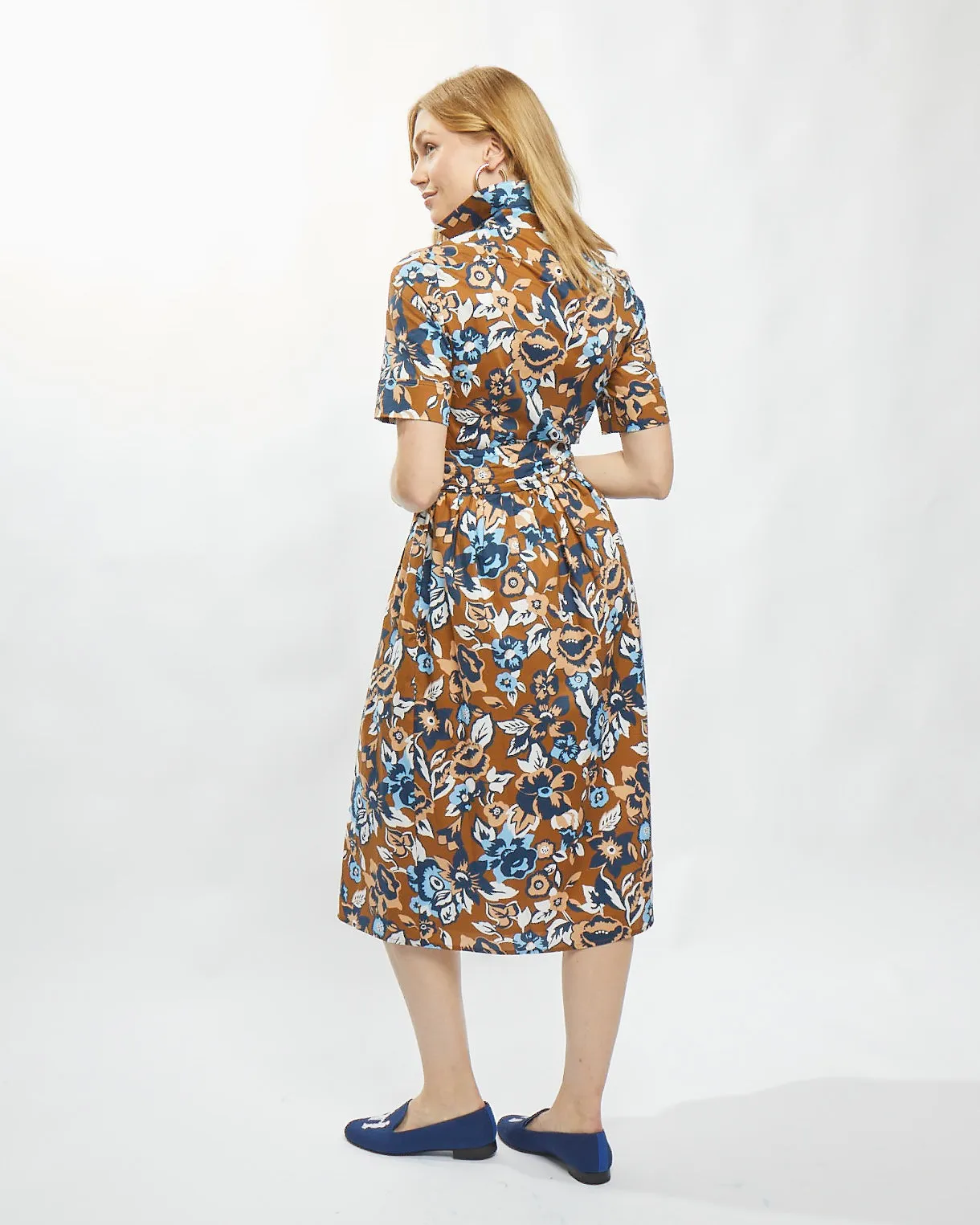 Long Coupe Dress in Wallpaper Brown,Women