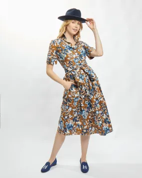 Long Coupe Dress in Wallpaper Brown,Women
