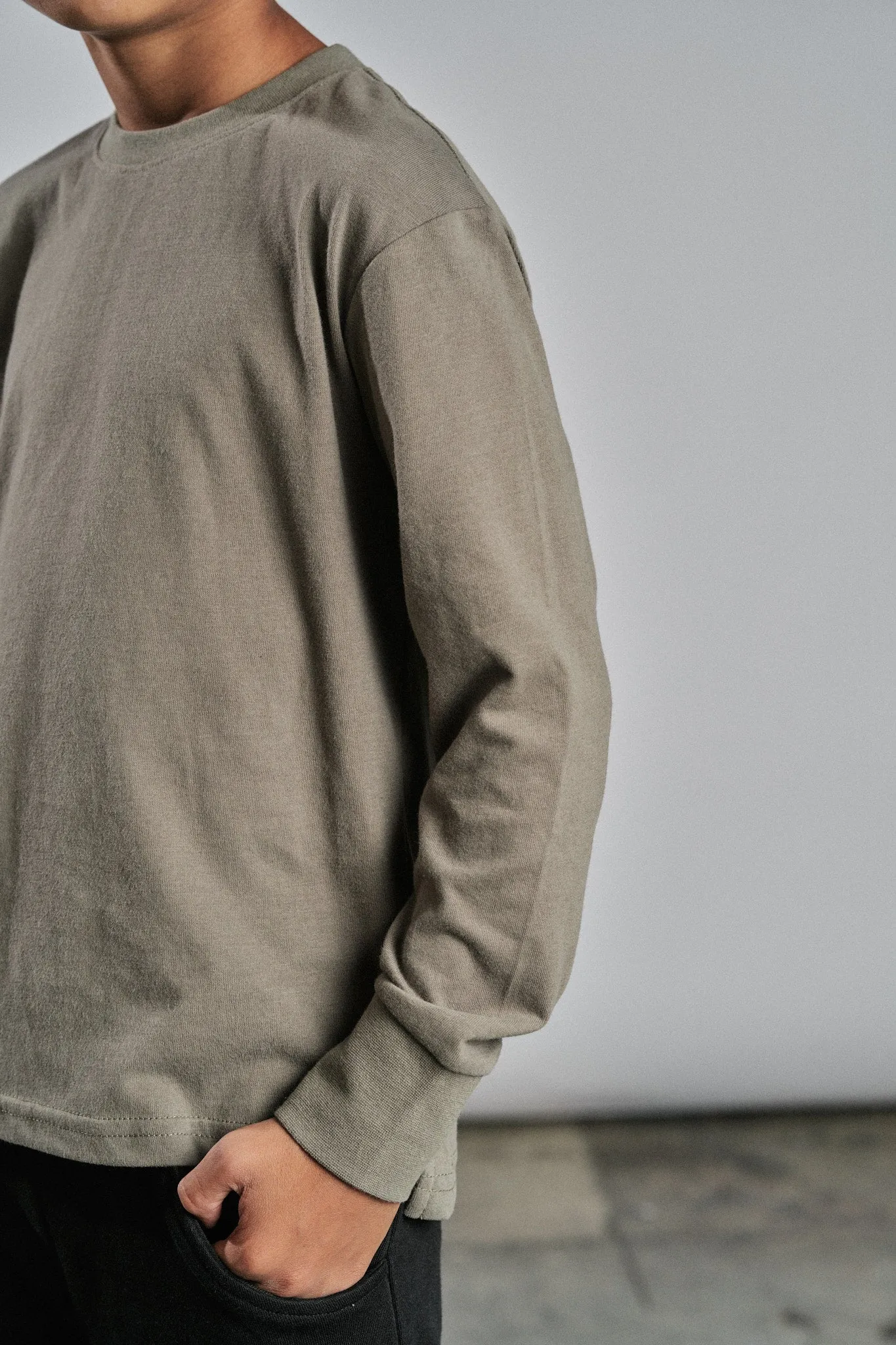 Long Sleeve Elevated Tee - Army Green,Kids