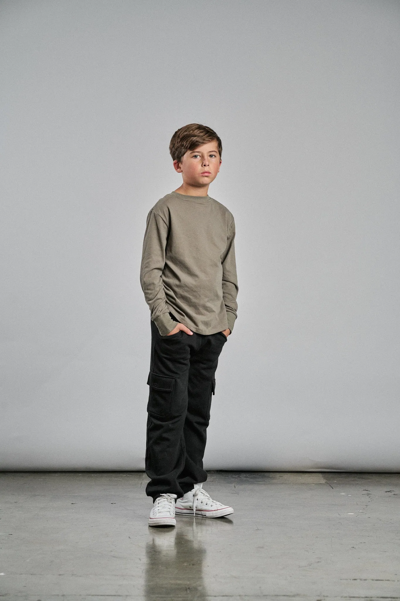 Long Sleeve Elevated Tee - Army Green,Kids