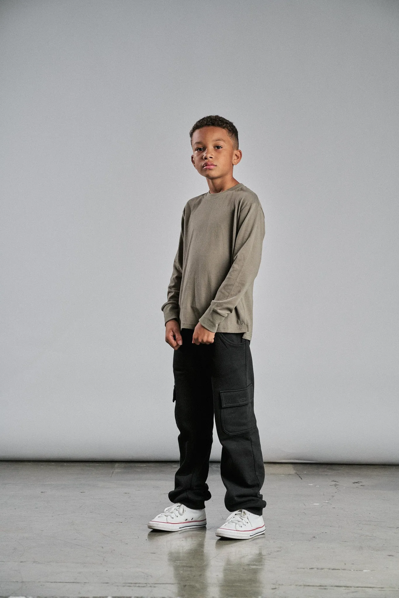 Long Sleeve Elevated Tee - Army Green,Kids