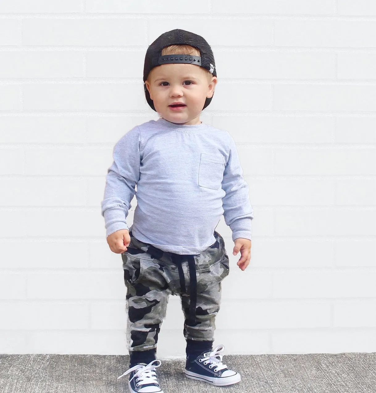 Long Sleeve Pocket Tee - Grey,Kids