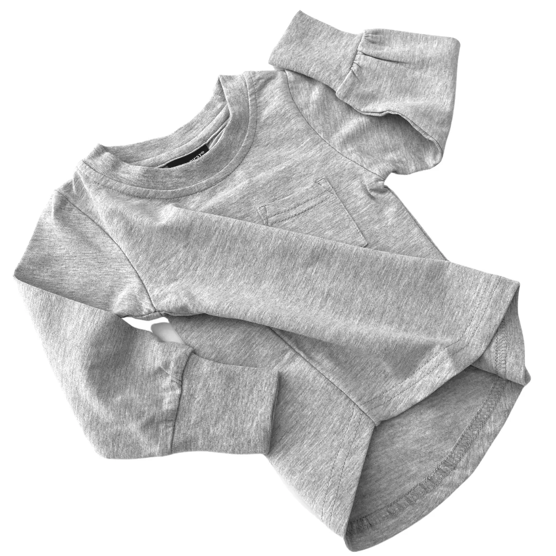 Long Sleeve Pocket Tee - Grey,Kids