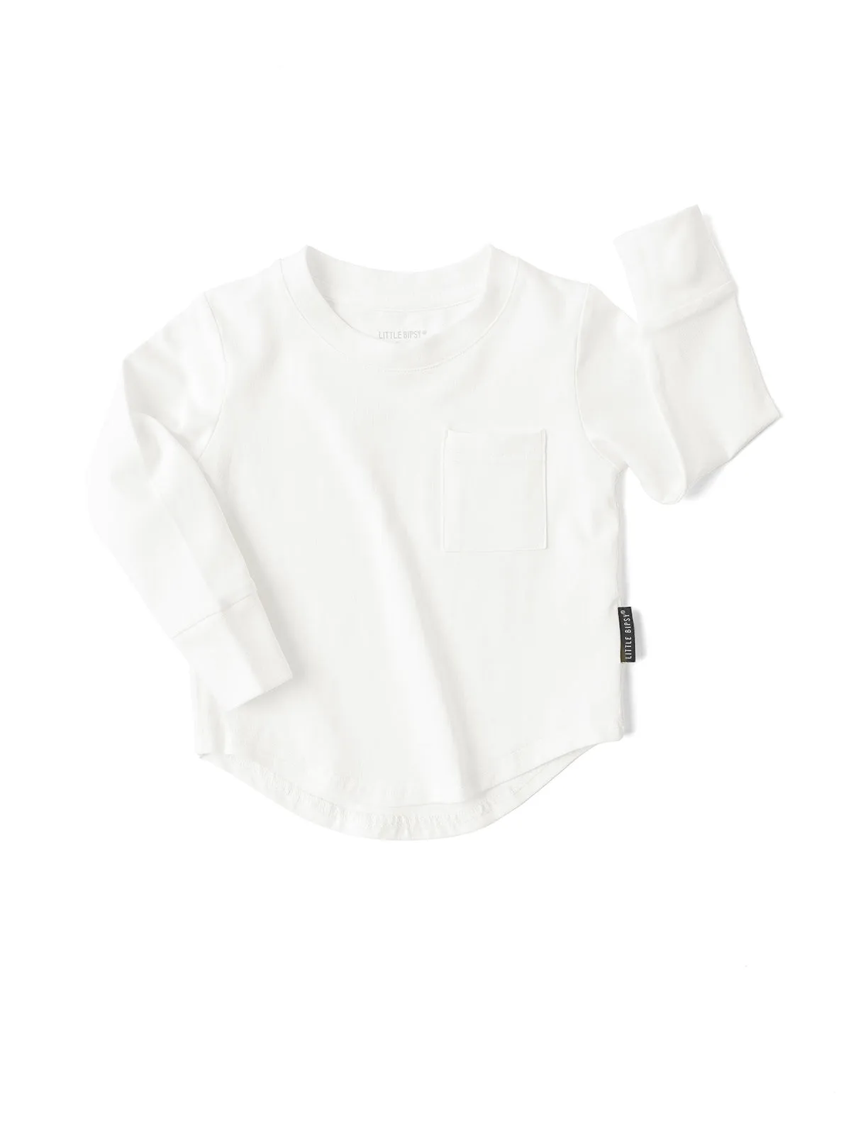 Long Sleeve Pocket Tee - White,Kids