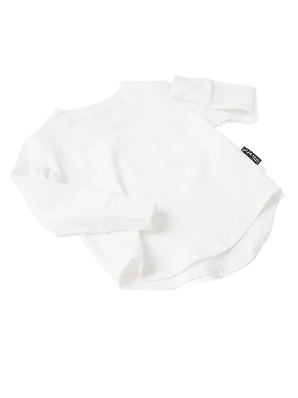 Long Sleeve Pocket Tee - White,Kids