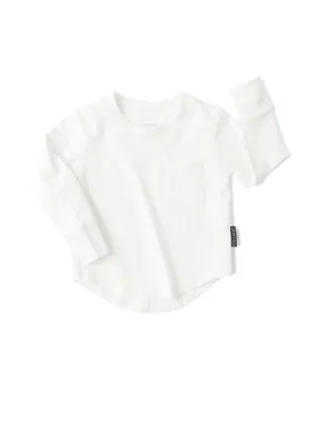 Long Sleeve Pocket Tee - White,Kids