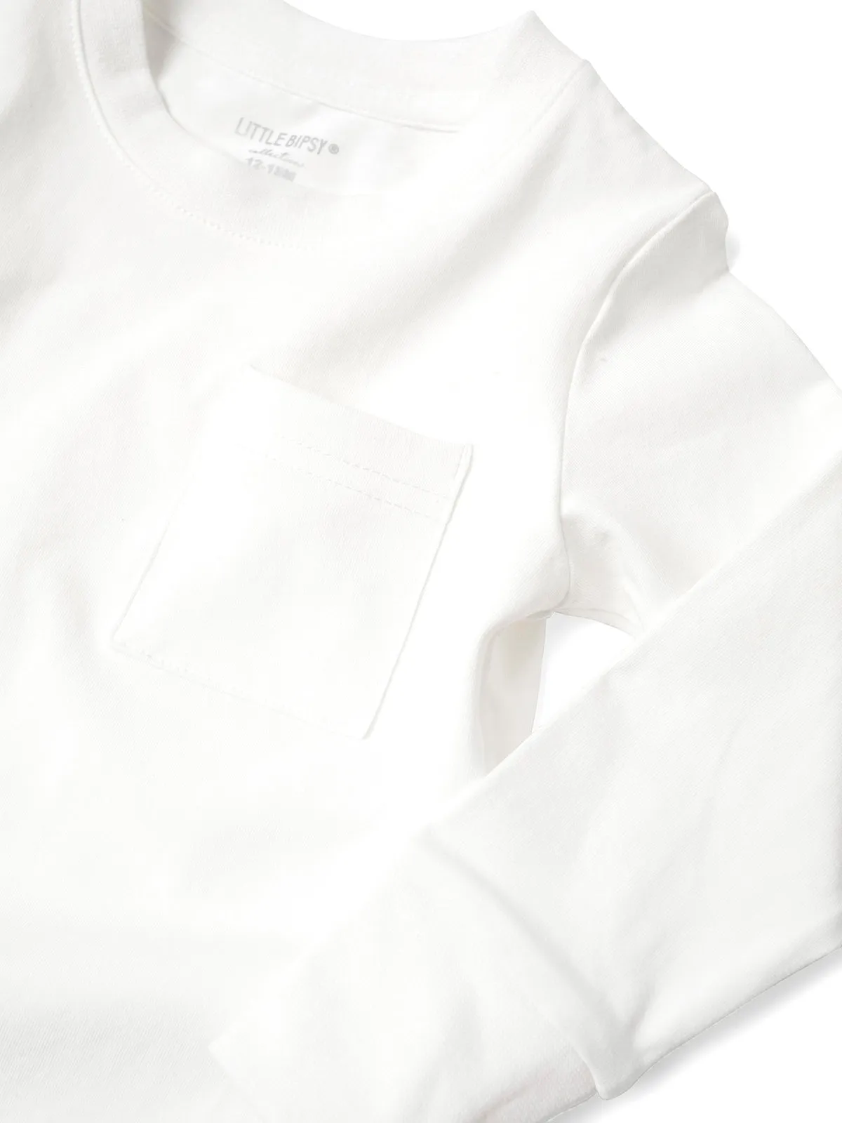 Long Sleeve Pocket Tee - White,Kids