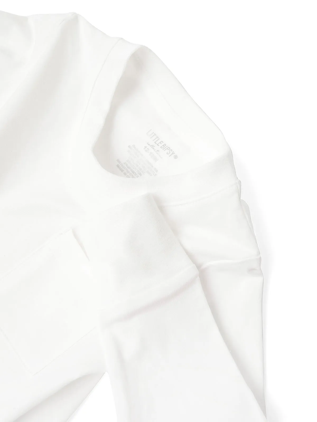 Long Sleeve Pocket Tee - White,Kids
