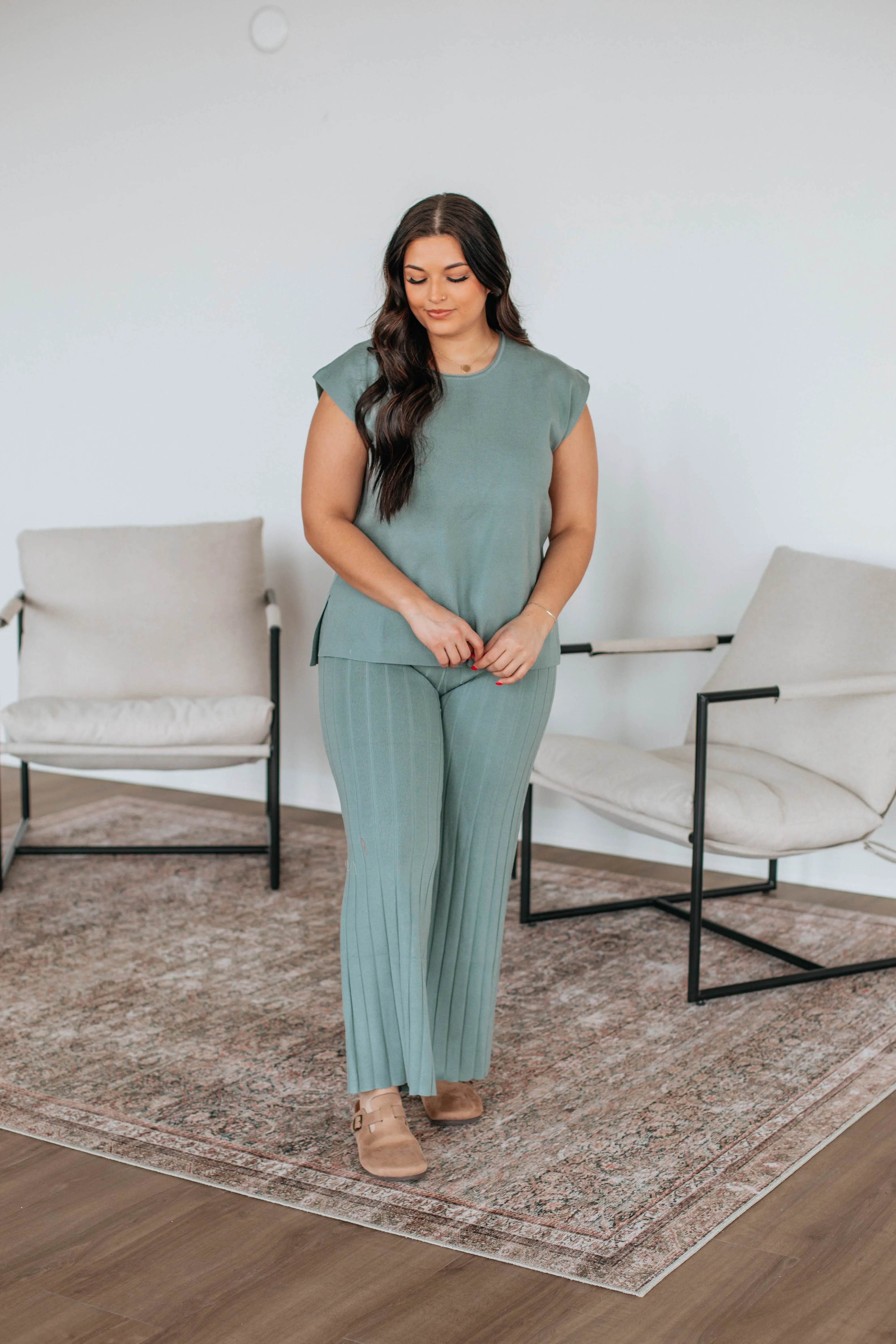 Louella Two-Piece Sweater Set - Sage,Women Sweater