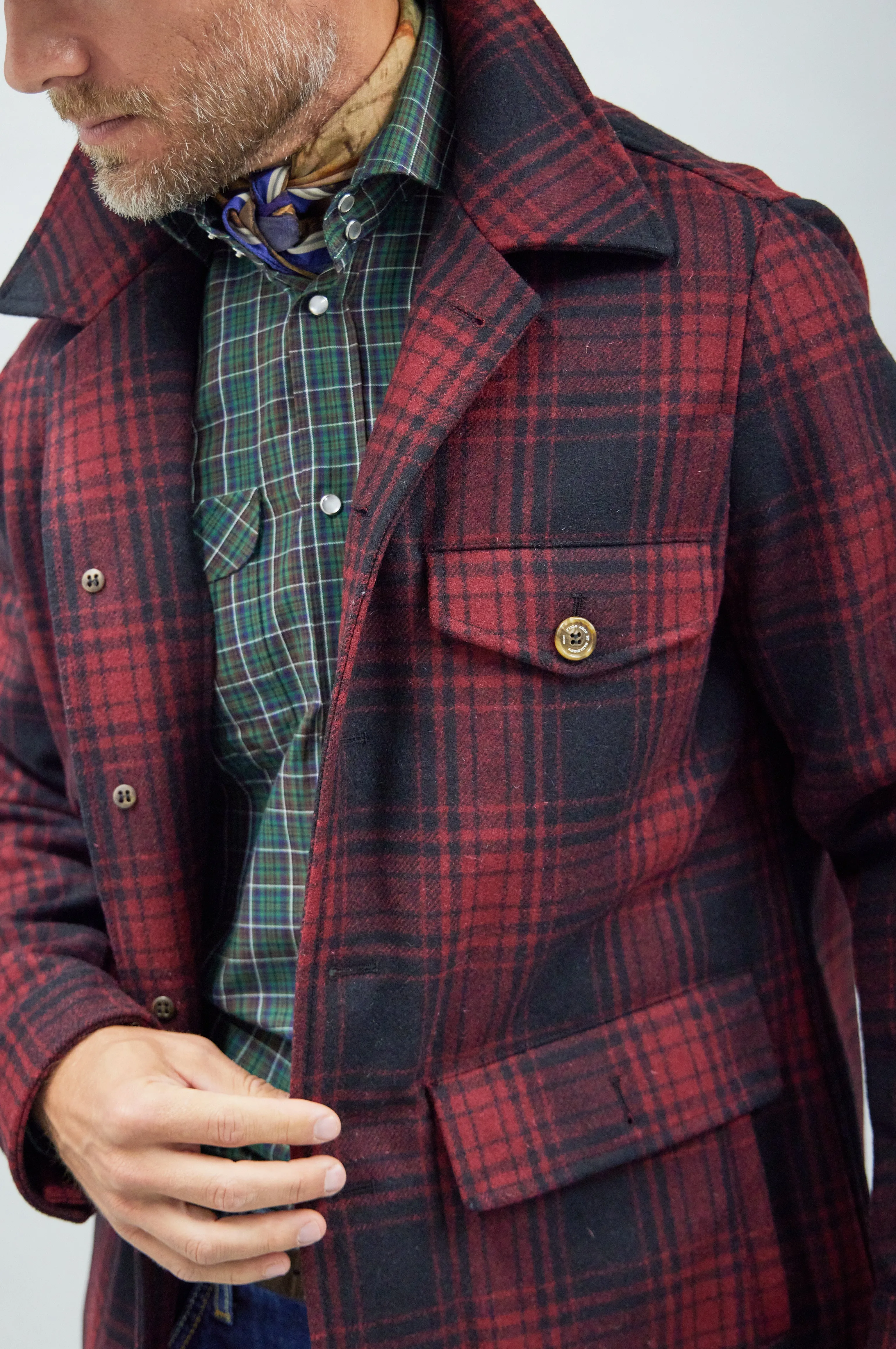 Marco Overshirt in Red/Black Plaid,Men