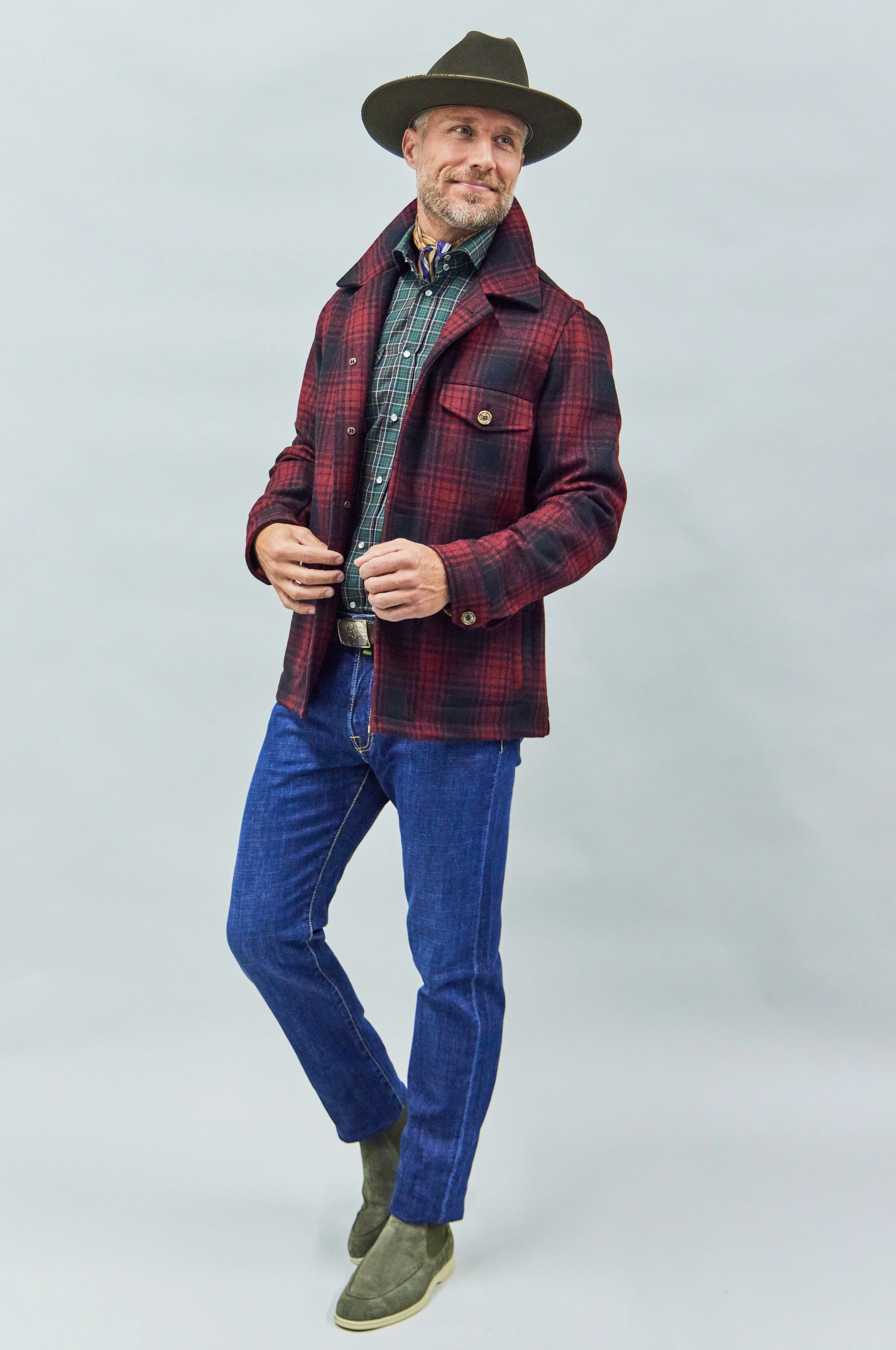 Marco Overshirt in Red/Black Plaid,Men
