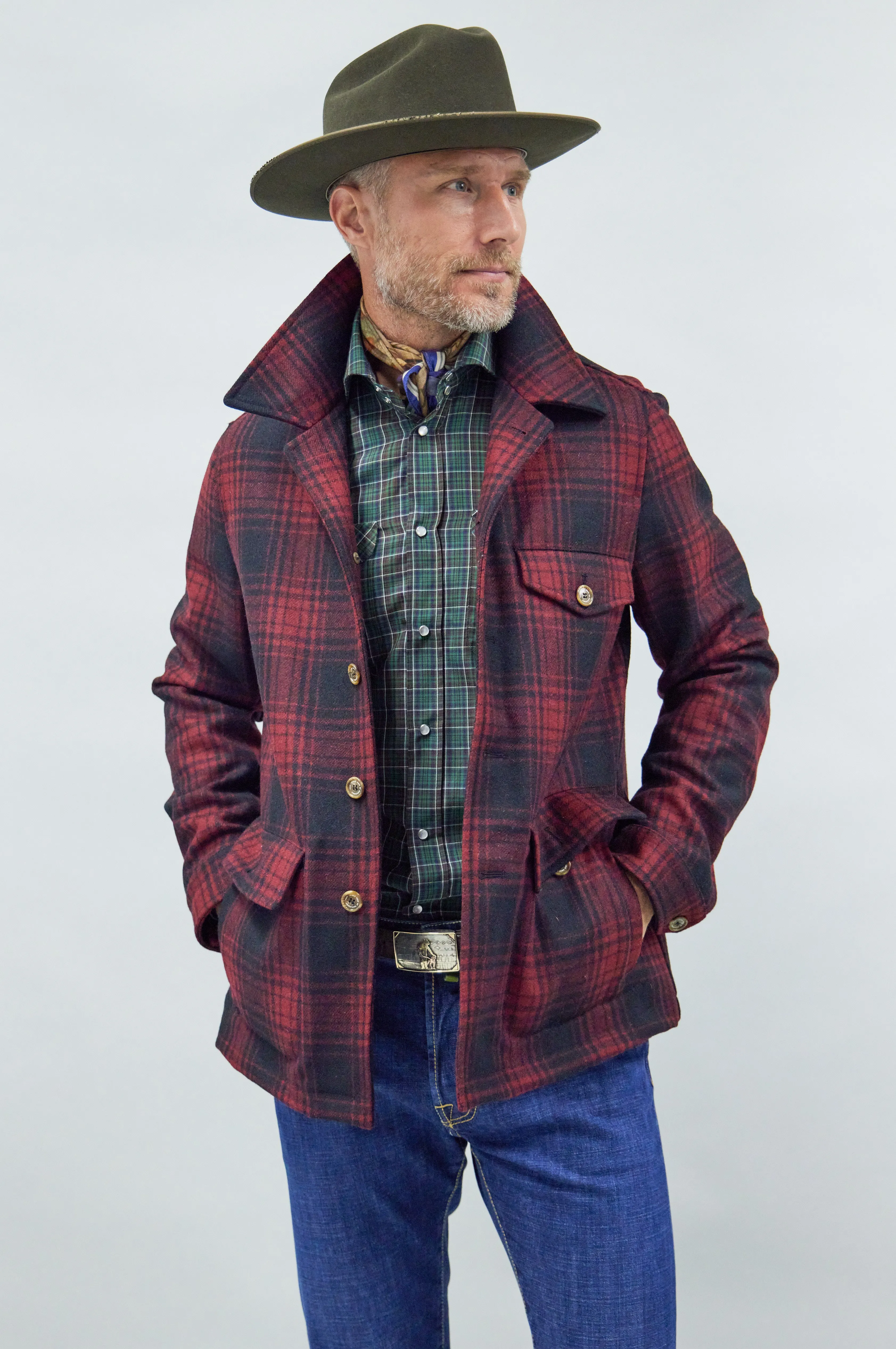 Marco Overshirt in Red/Black Plaid,Men