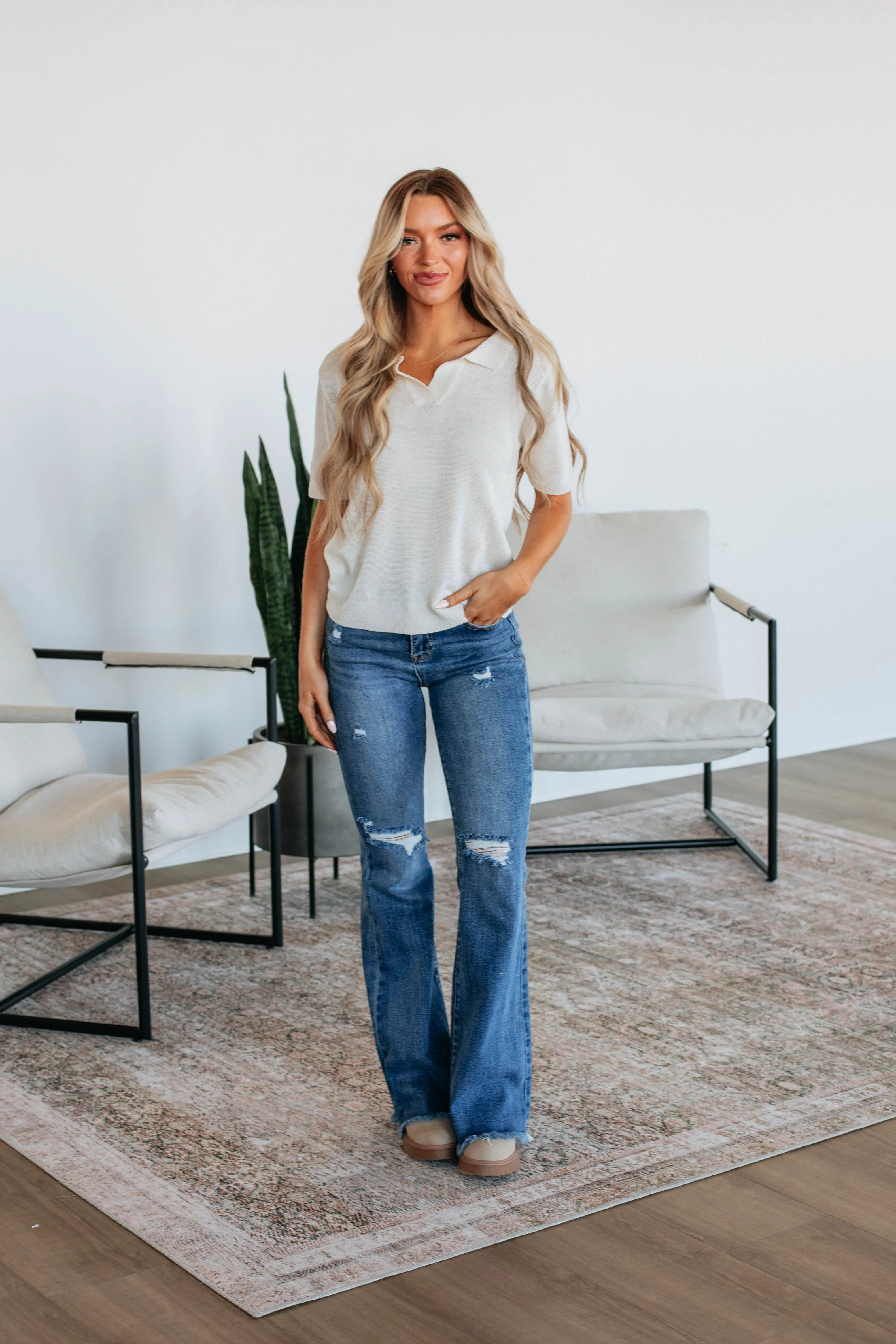 Mavie Knit Top - Cream,Women Sweater