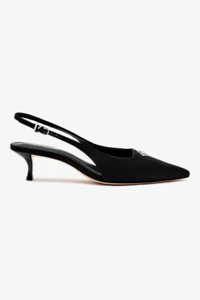 Maxine Pump In Black Fabric,Women Heel