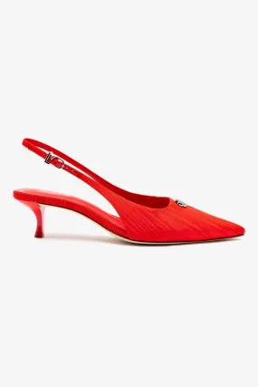 Maxine Pump In Red Fabric,Women Heel