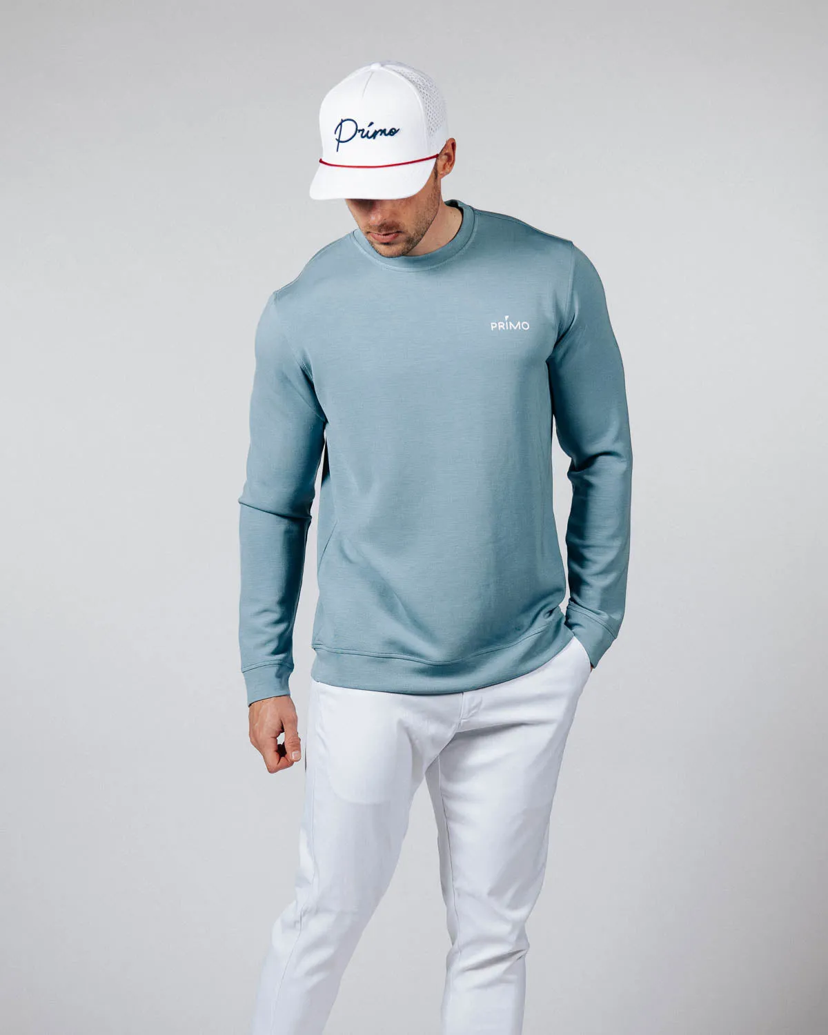 Men's Stone Blue Golf Crew Neck,Men