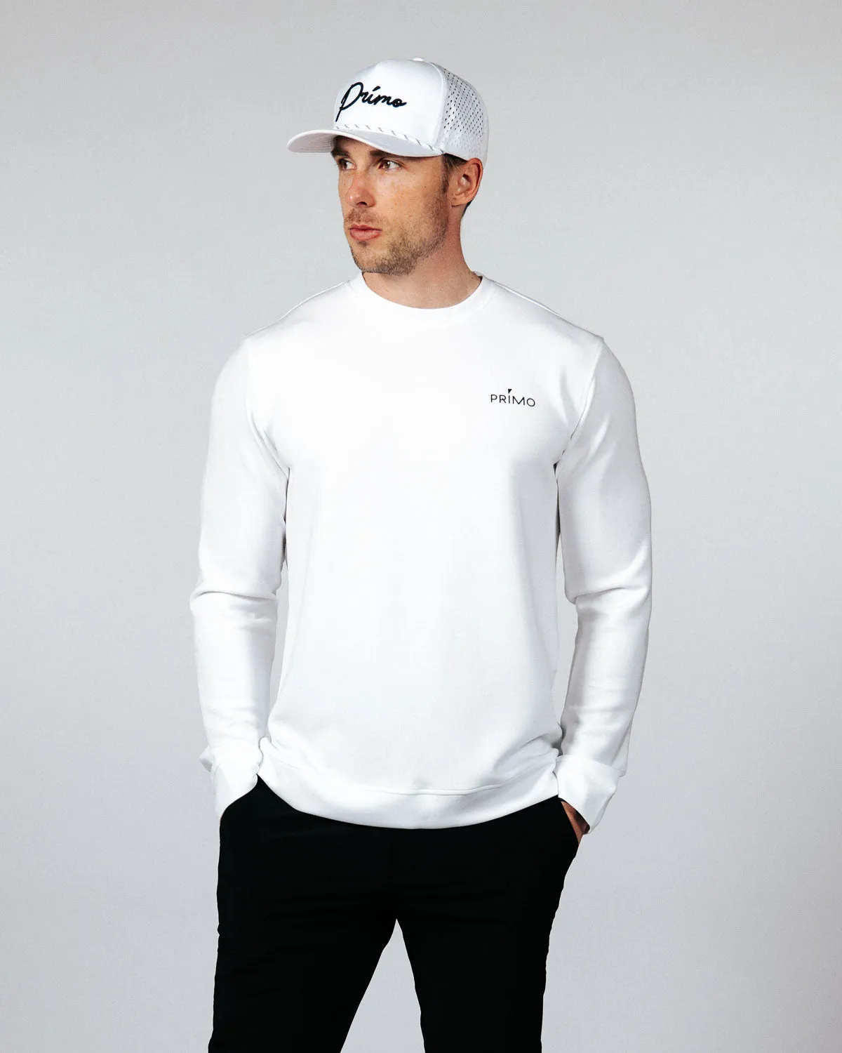Men's White Golf Crew Neck,Men