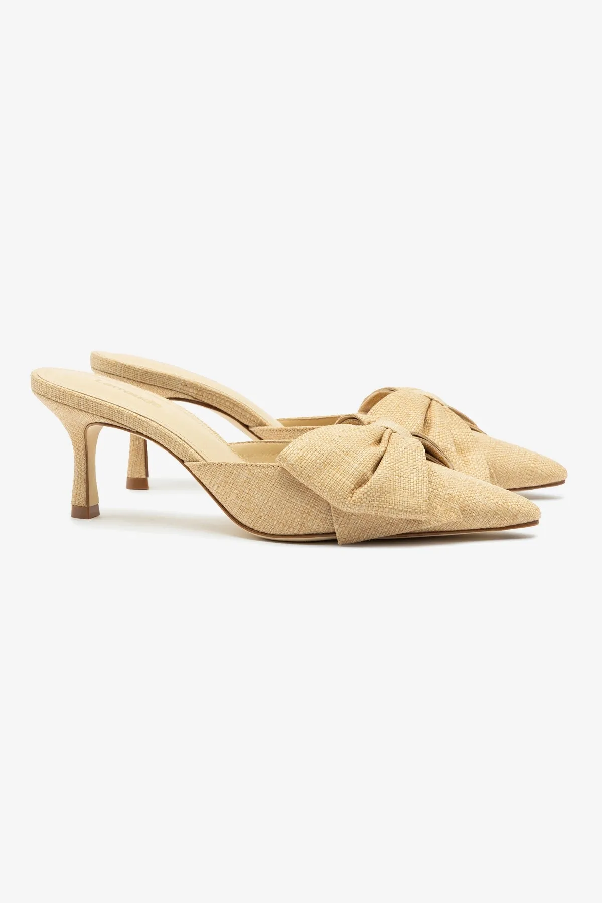 Mini Elle Pump In Beige Raffia,Women Heel