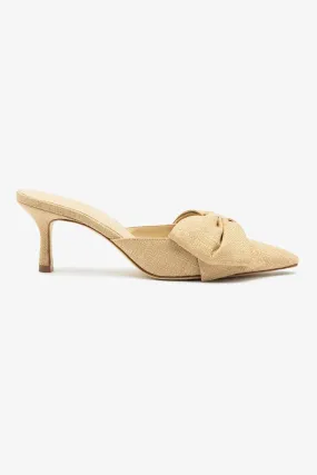 Mini Elle Pump In Beige Raffia,Women Heel