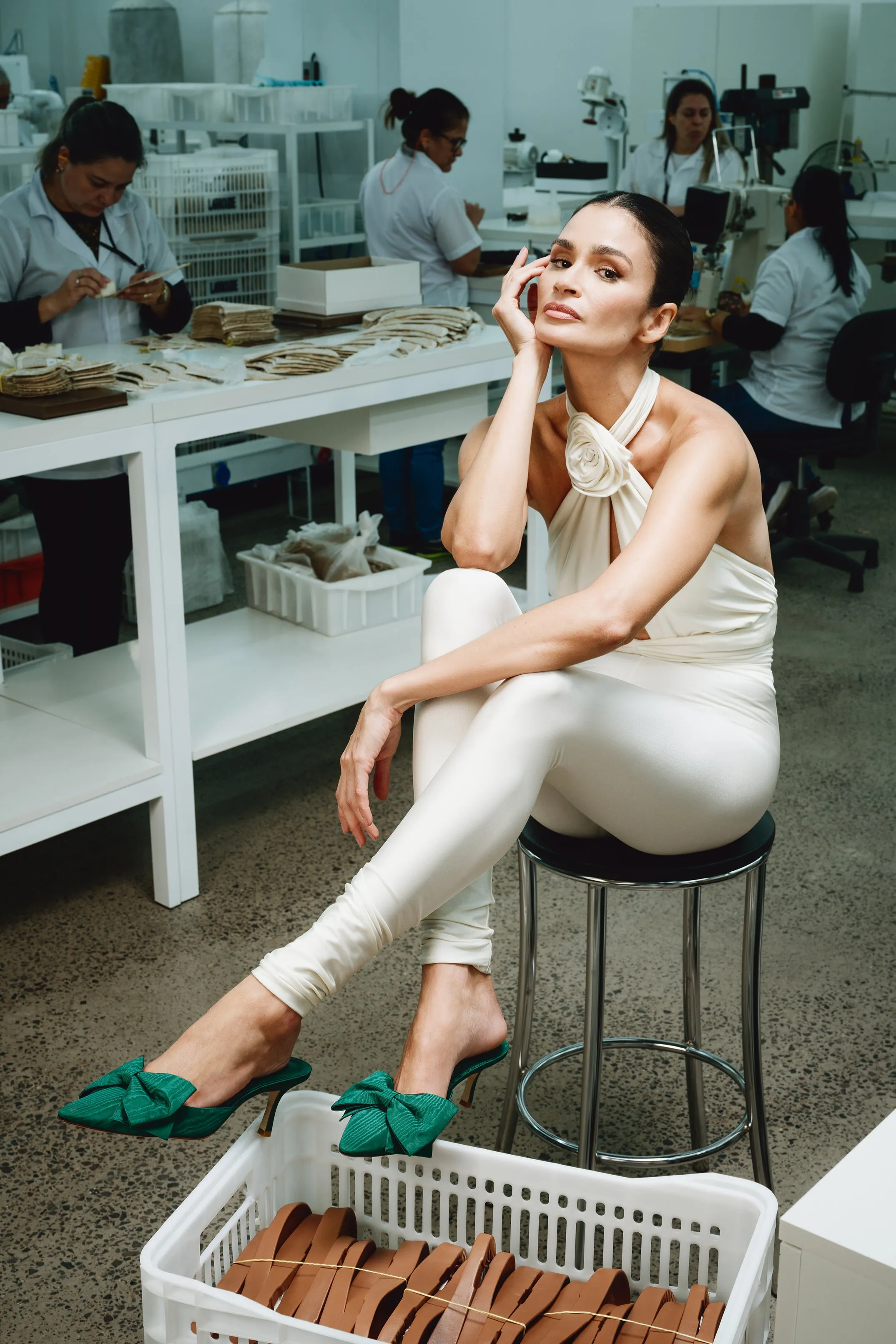 Mini Elle Pump In Emerald Fabric,Women Heel