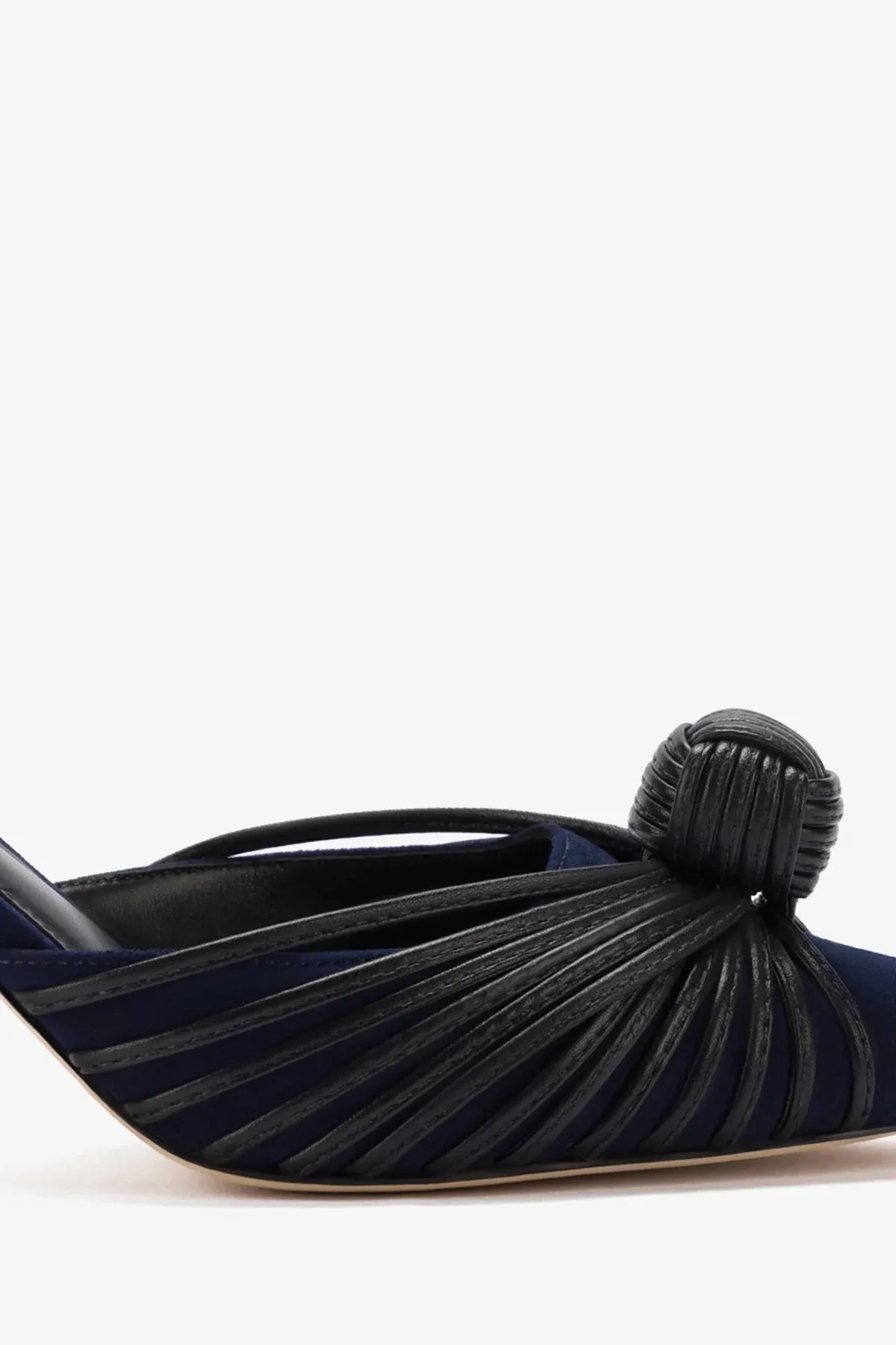 Mini Valerie Pump In Navy Suede and Black Leather,Women Heel