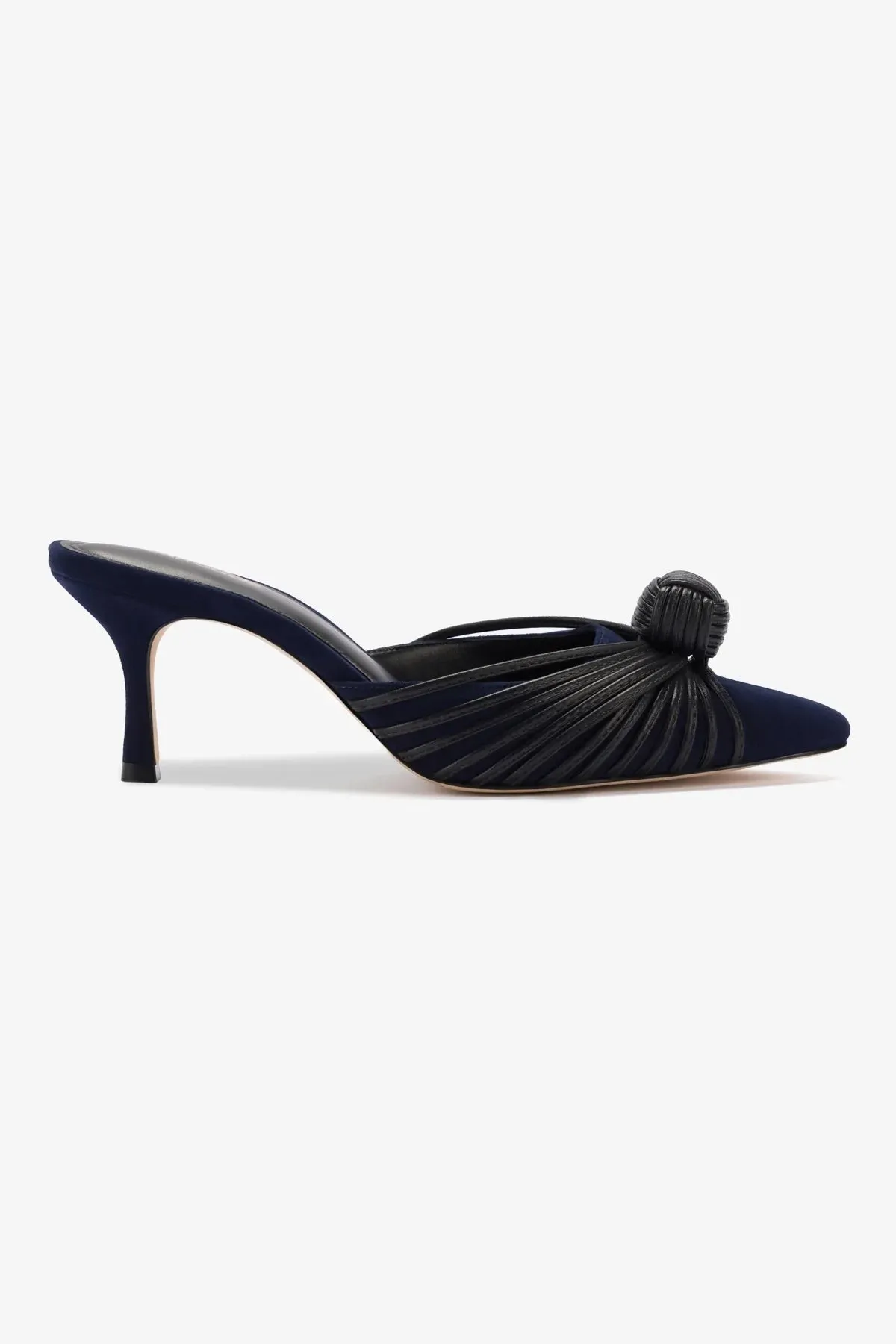 Mini Valerie Pump In Navy Suede and Black Leather,Women Heel