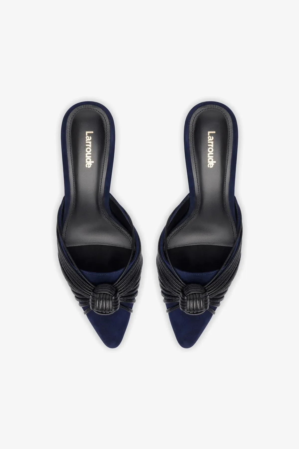 Mini Valerie Pump In Navy Suede and Black Leather,Women Heel