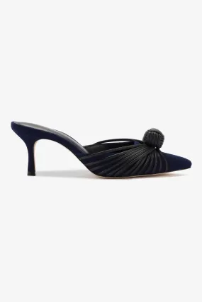 Mini Valerie Pump In Navy Suede and Black Leather,Women Heel