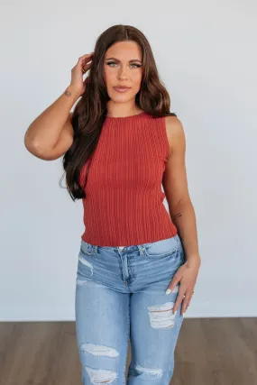 Missie Ribbed Tank - Brick,Women Tank
