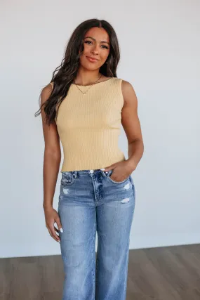 Missie Ribbed Tank - Butter Yellow,Women Tank