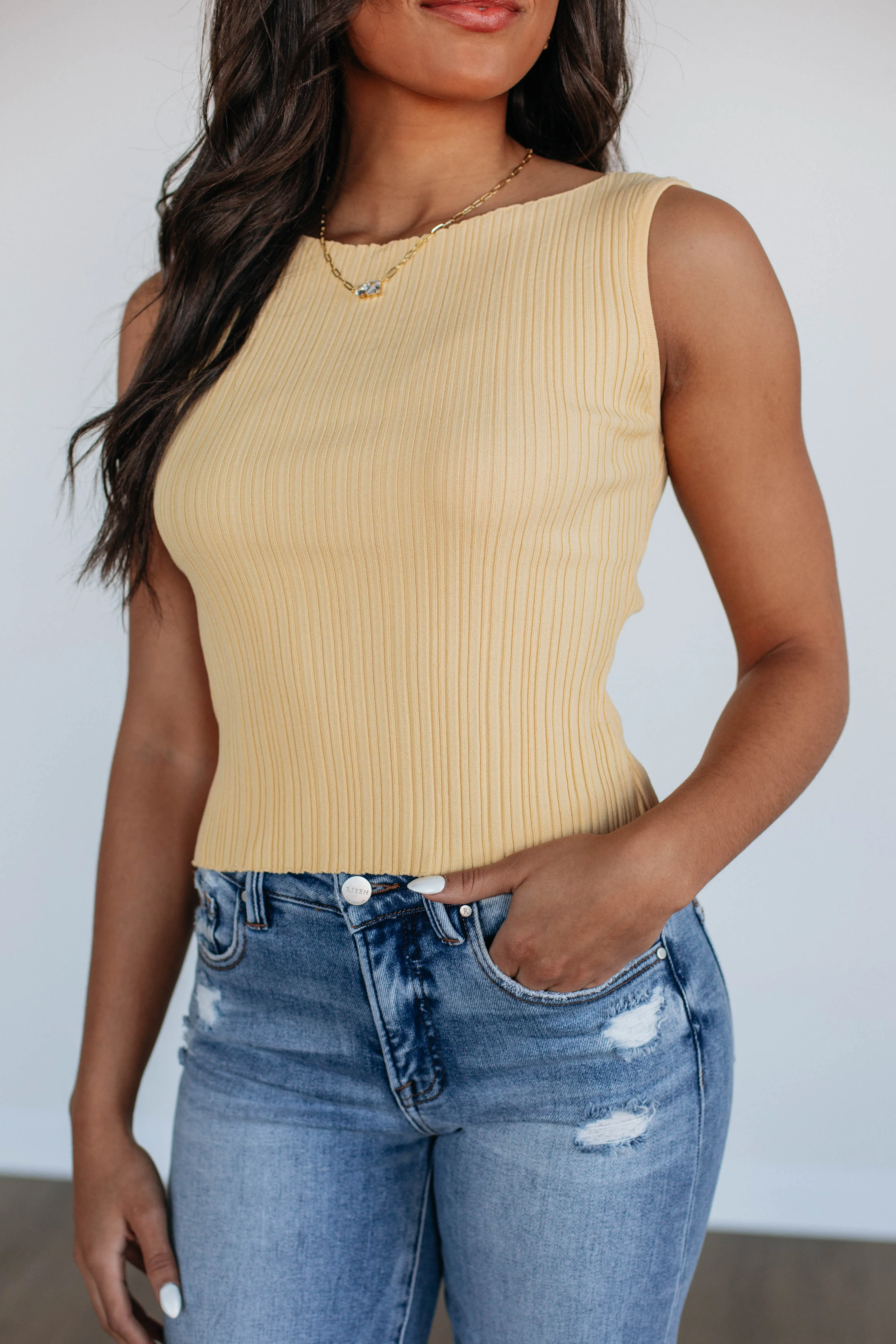 Missie Ribbed Tank - Butter Yellow,Women Tank