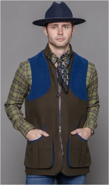Moleskin Banks Field Vest in Olive,Men