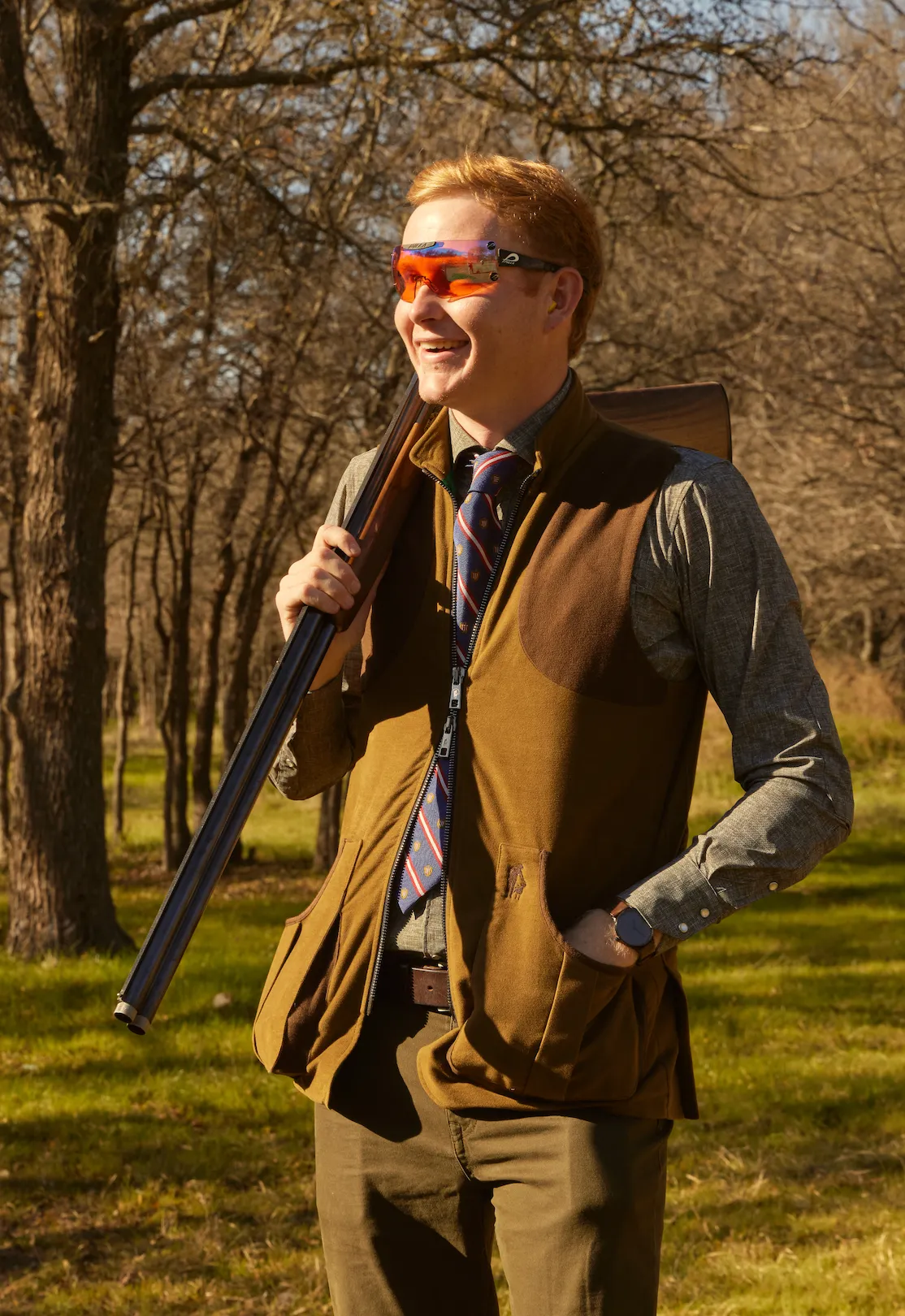 Moleskin Banks Field Vest in Rust,Men