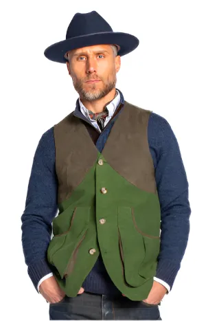 Moleskin Harkey Field Vest in Green,Men
