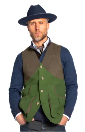 Moleskin Harkey Field Vest in Green,Men