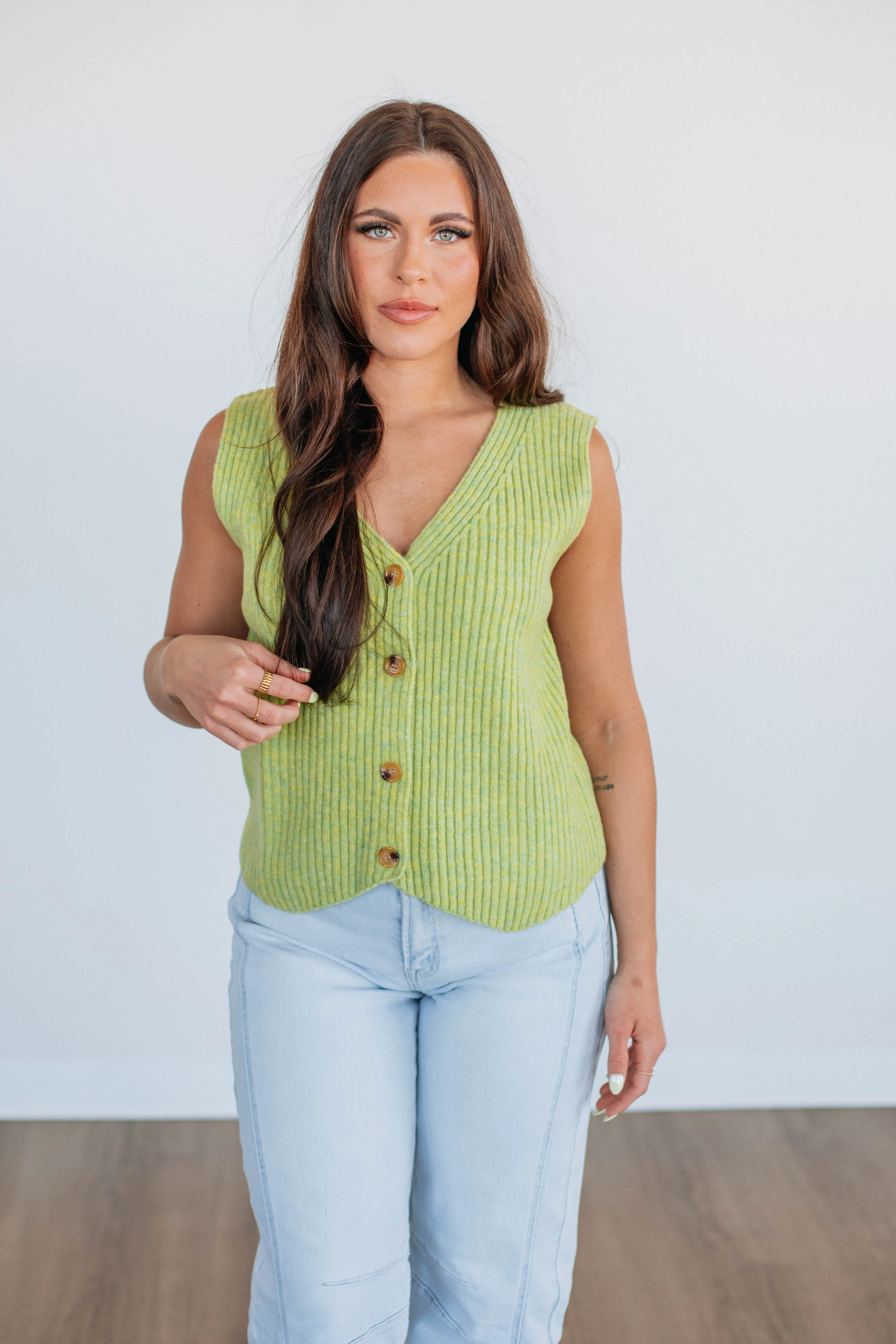 Monrow Sweater Vest - Lemongrass,Women Sweater