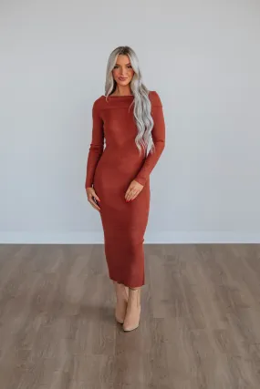 Morgana Sweater Dress - Brick,Women Sweater