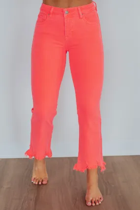 Neona Risen Jeans - Neon Coral,Jeans Women