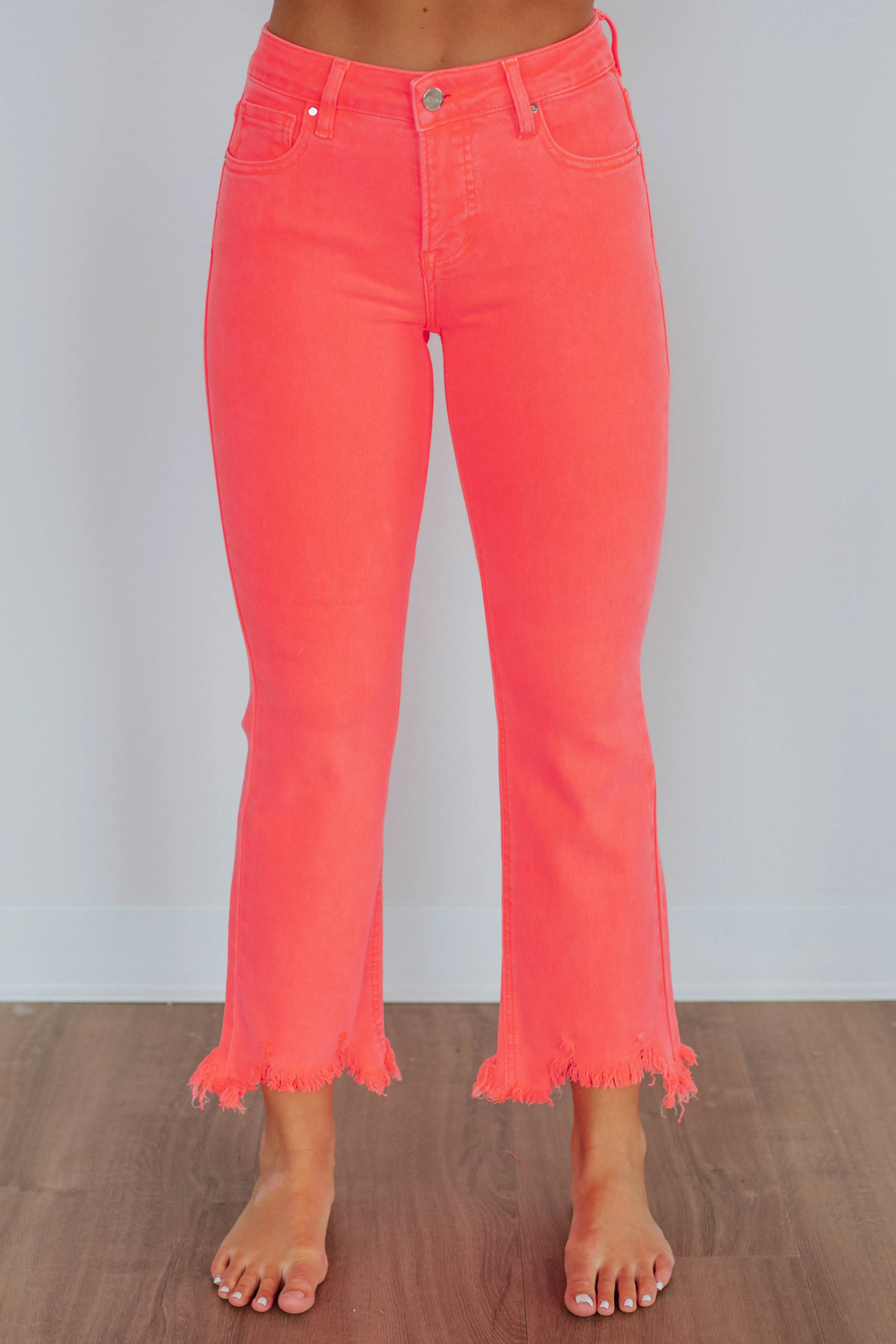 Neona Risen Jeans - Neon Coral,Jeans Women
