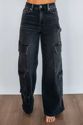 Nori Hidden Cargo Jeans - Vintage Black,Jeans Women