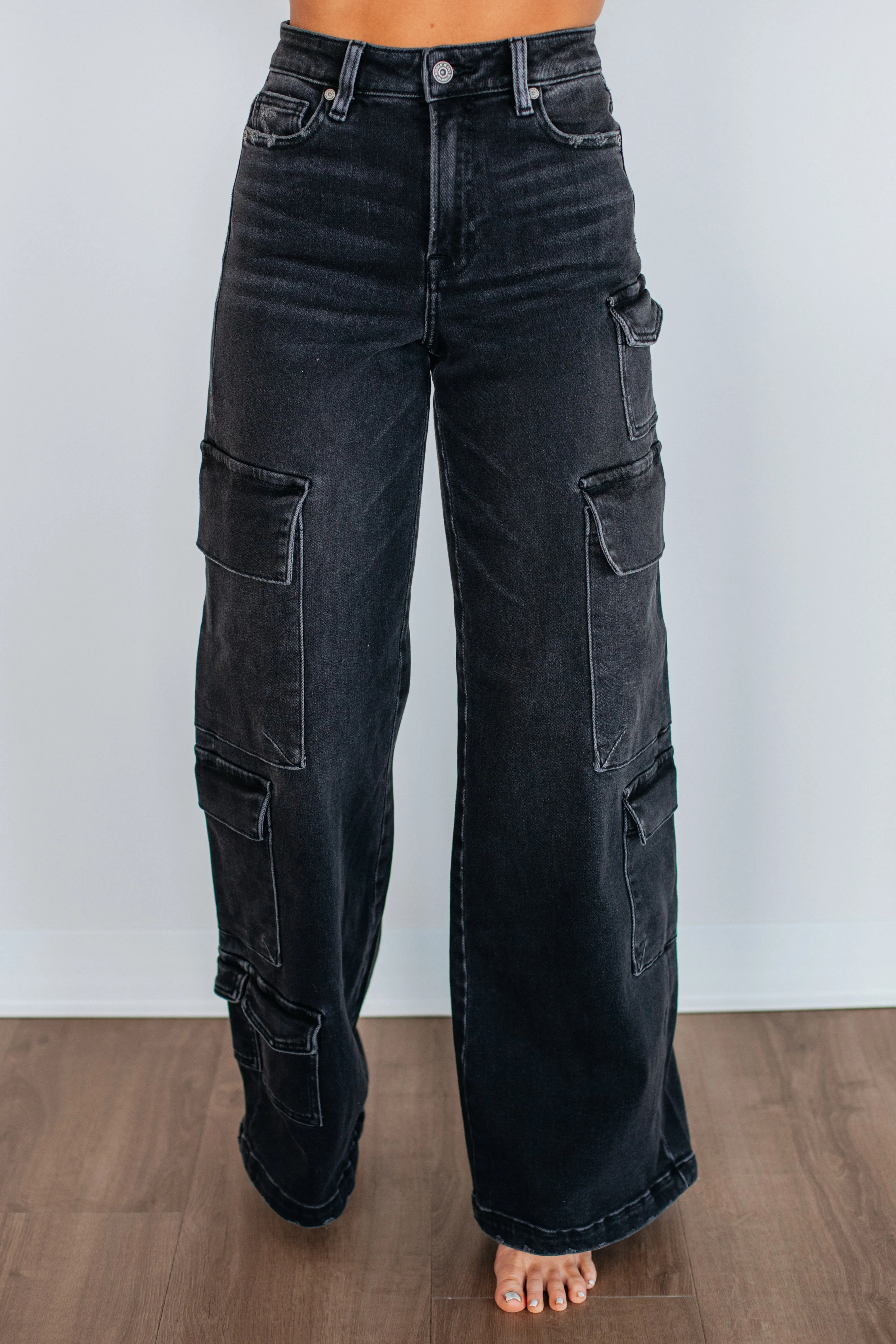 Nori Hidden Cargo Jeans - Vintage Black,Jeans Women