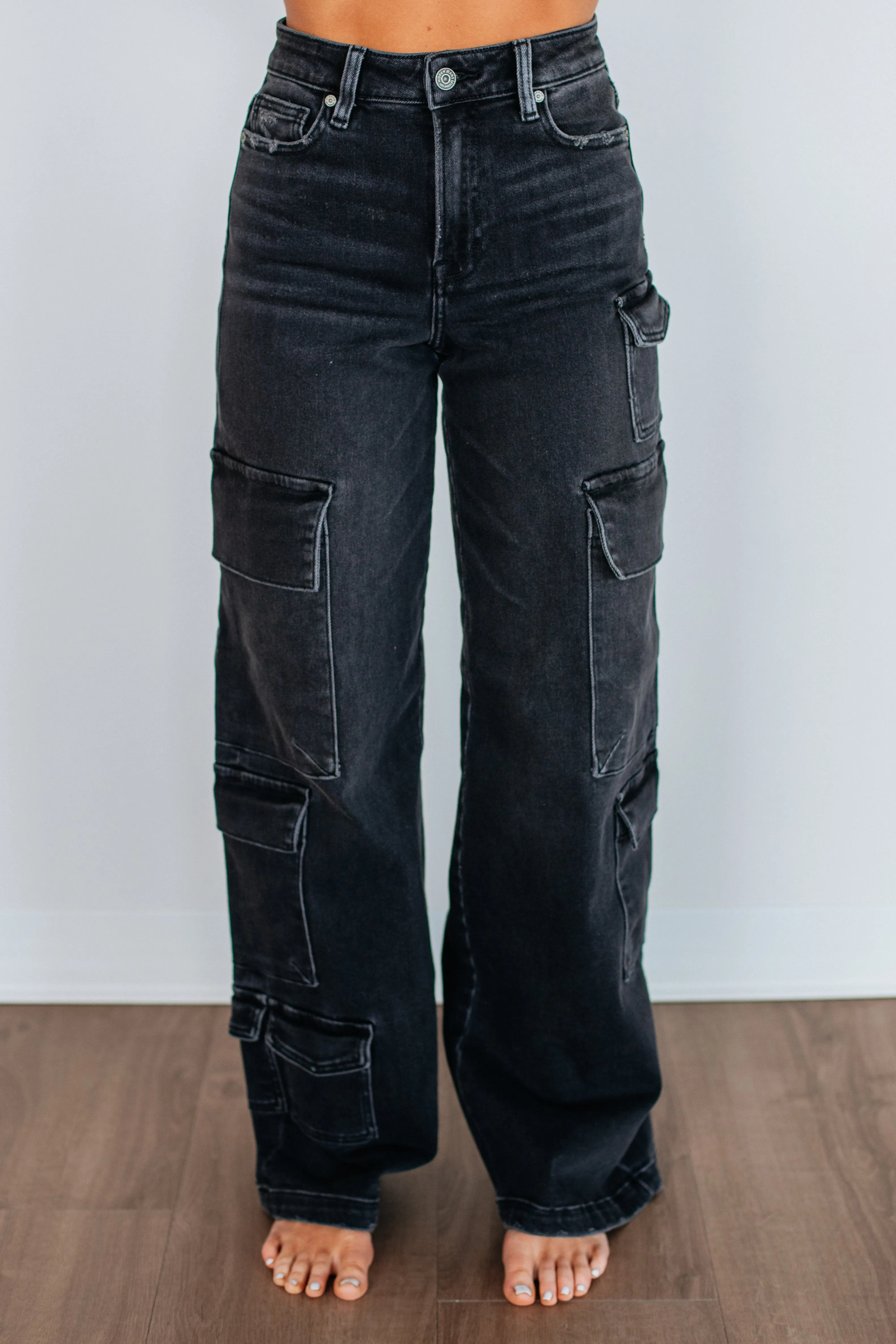 Nori Hidden Cargo Jeans - Vintage Black,Jeans Women