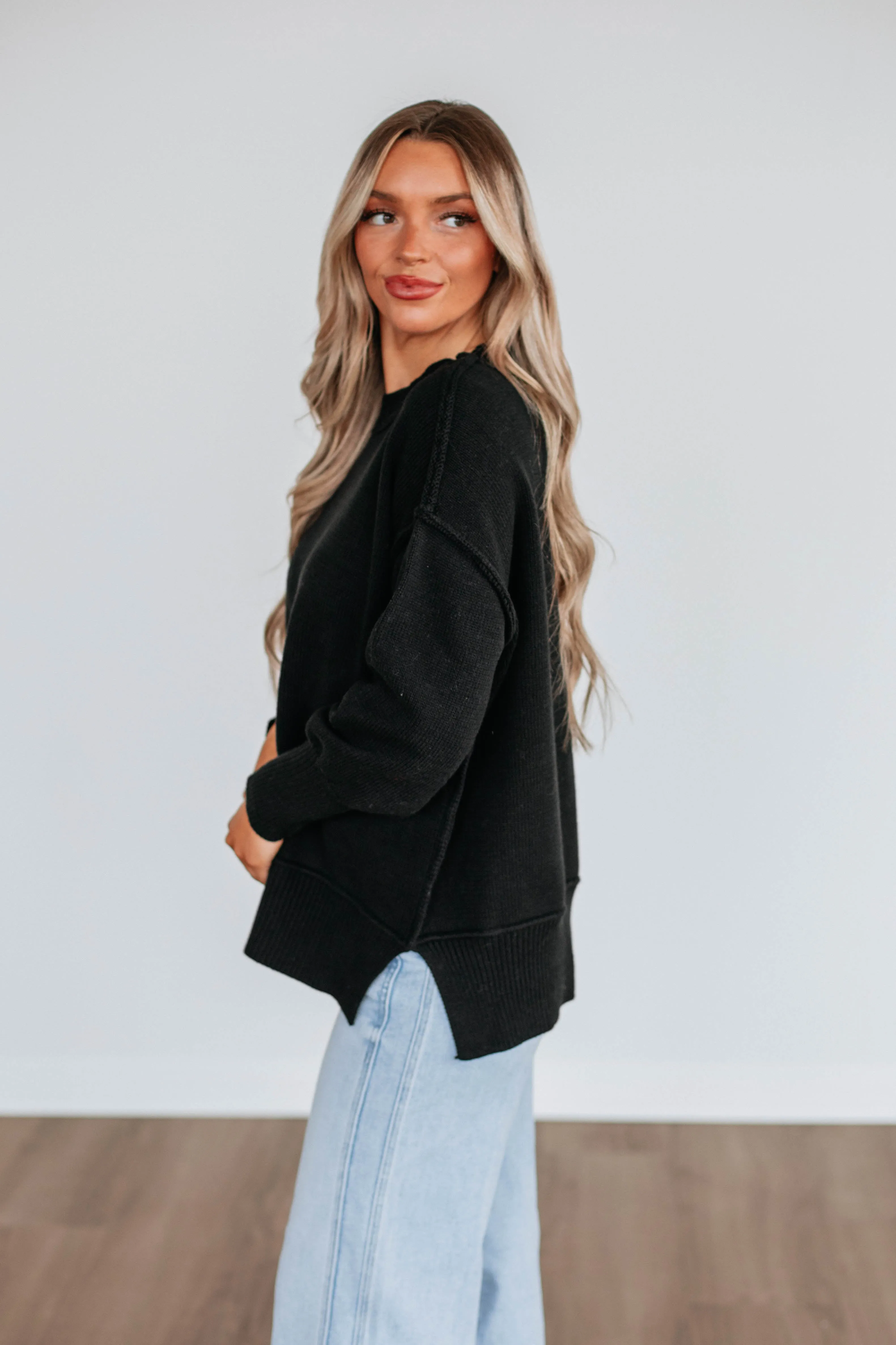 Odelia Oversized Sweater - Black,Women Sweater