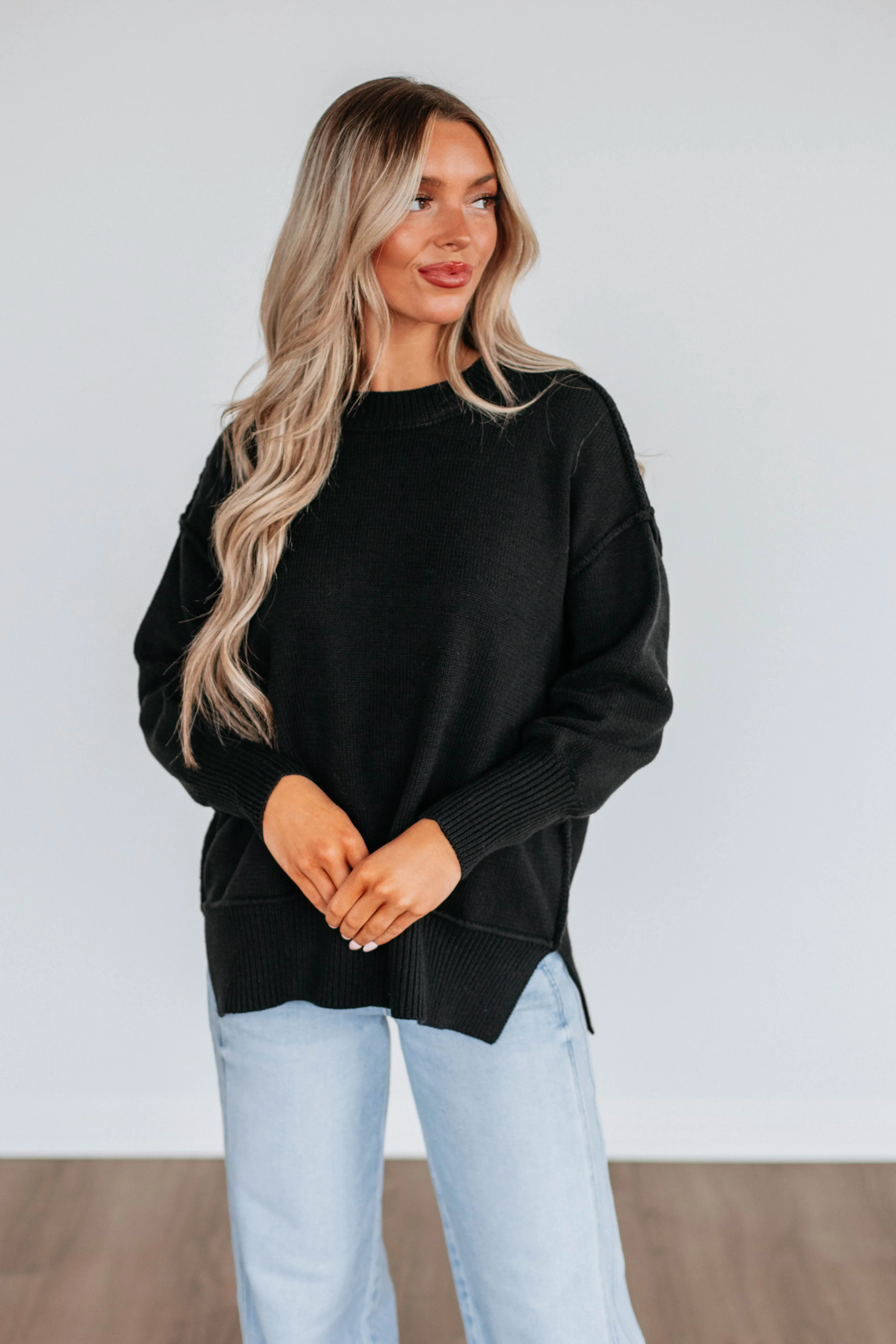 Odelia Oversized Sweater - Black,Women Sweater